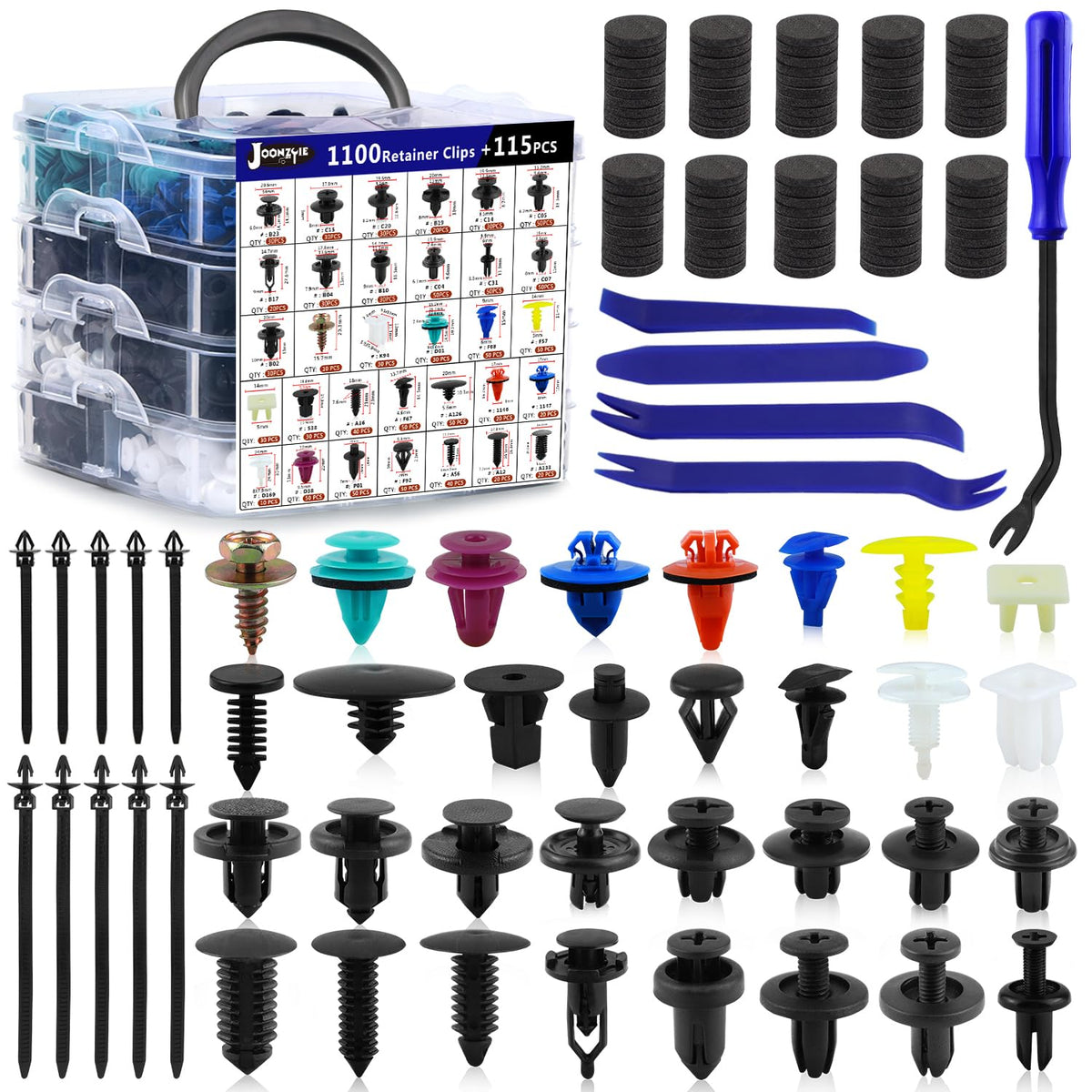 Car Retainer Clips Auto Body Push Pin Fasteners 1215Pcs Plastic Pin Rivets Automotive Bumper Retainer Clips Tools Kit With Cable