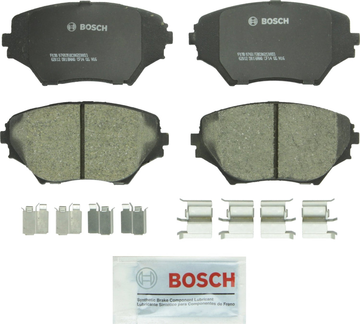 BOSCH BC862 QuietCast Premium Ceramic Disc Brake Pad Set - Compatible with Select Toyota RAV4; FRONT