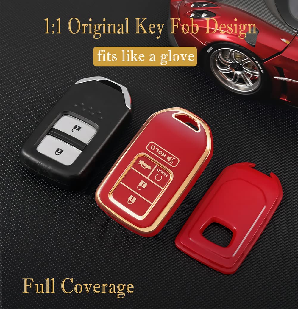 Cacacar For 2016-2022 Honda Key Fob Cover With Keychain, Premium Soft Tpu Full Protection Key Fob Case For Honda Accord Civic Cr