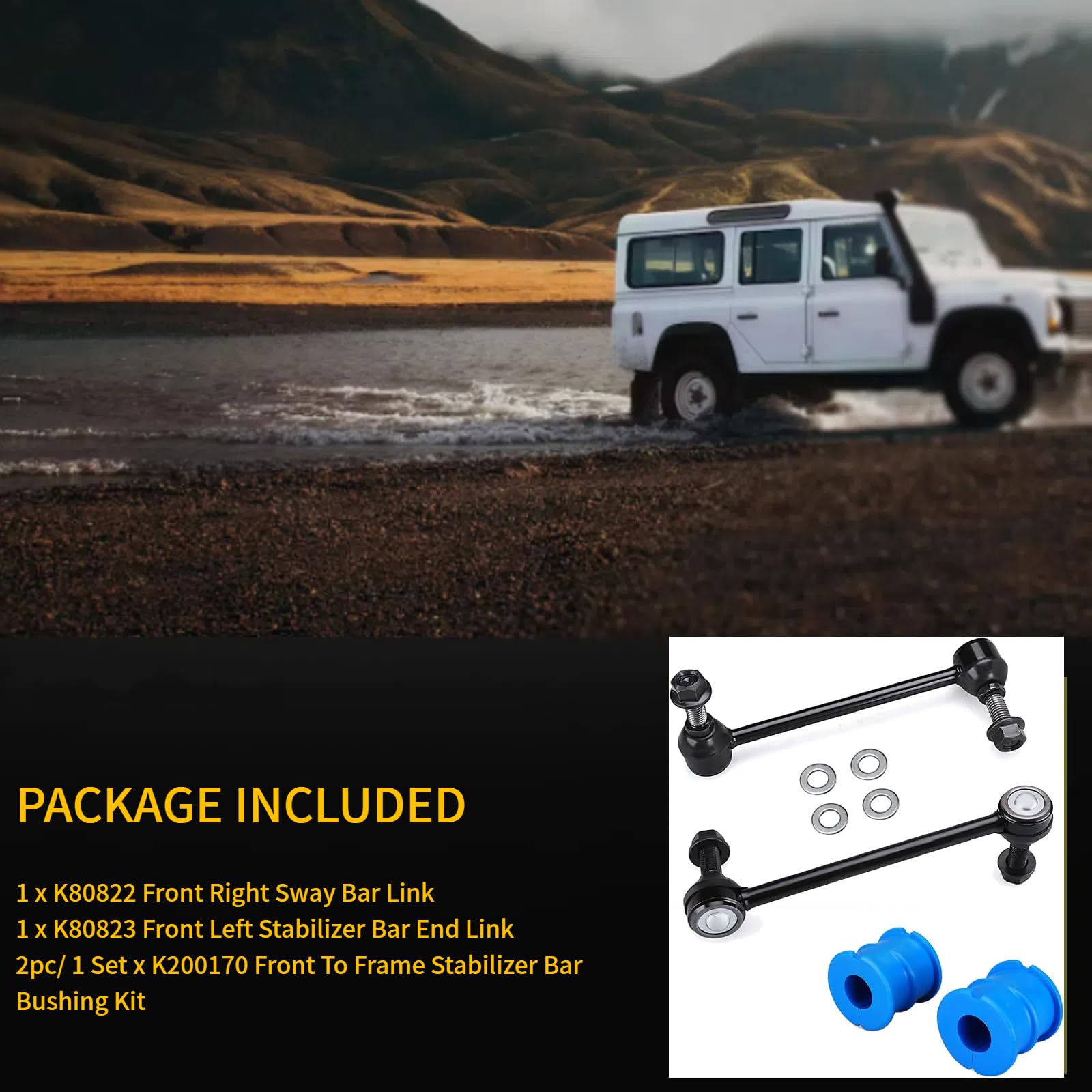 HHCM Front Sway Bar Links and Bushings 4PCS K200170 K80822 K80823 for Chrysler 300 RWD 2005-2014, for Dodge Challenger 2008-2015