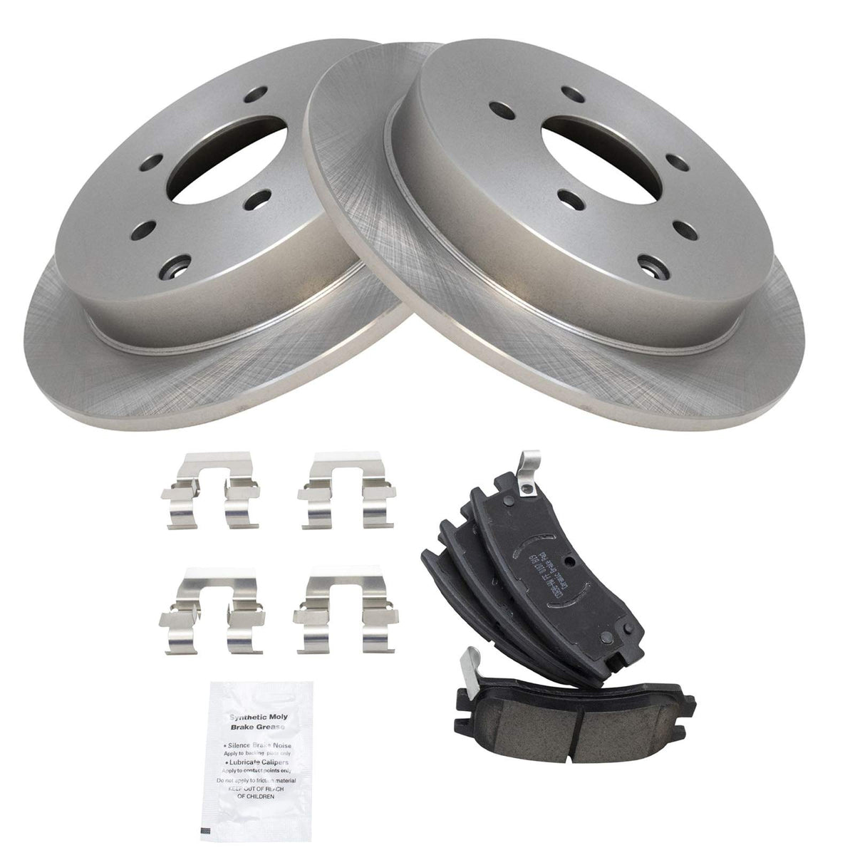 TRQ Rear Brake Pad & Rotor Kit Brake Pads Brake Rotor Ceramic Compatible with 2002-2007 Buick Rendezvous 2002-2004 Chevrolet Ven