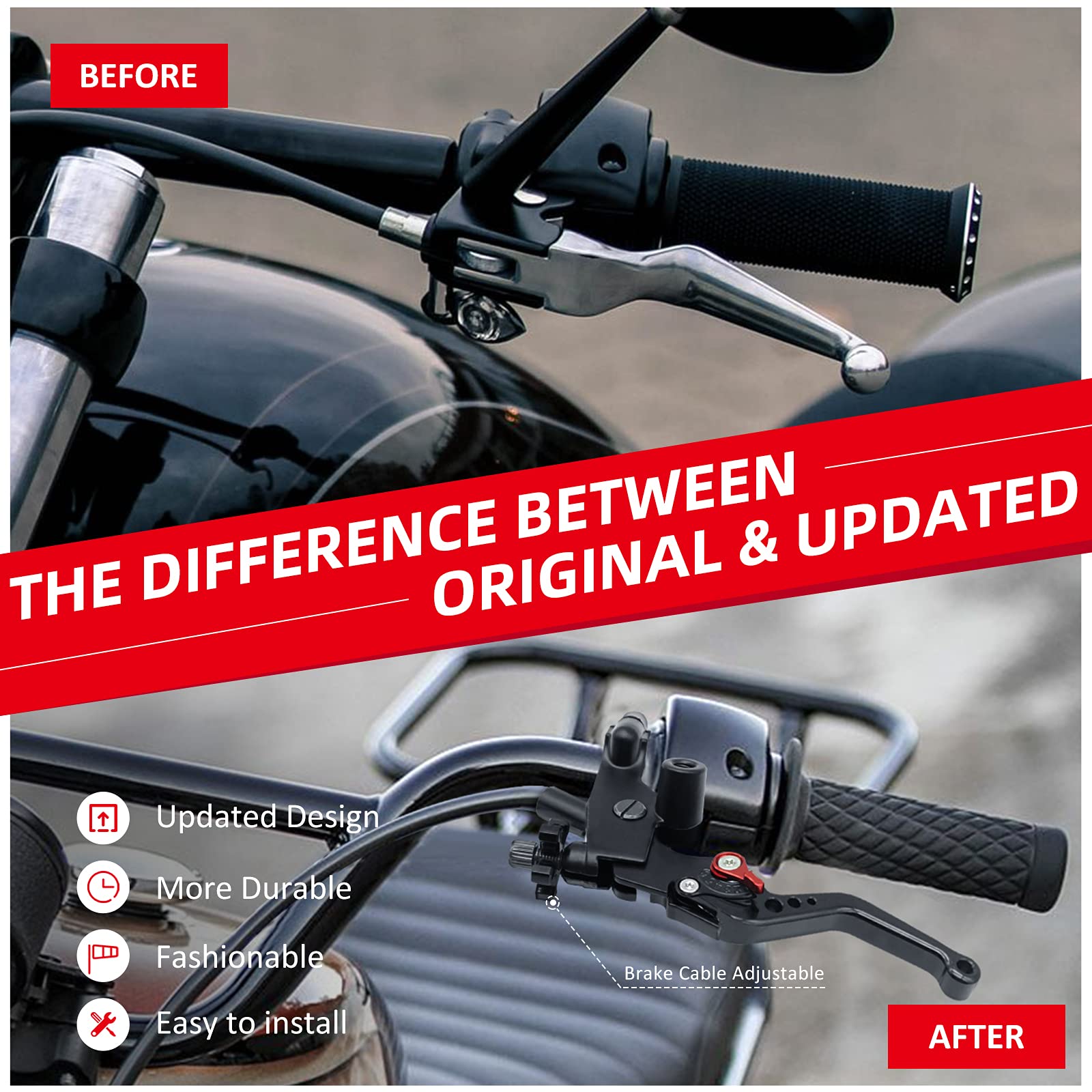 Javik Updated Universal Bike 7/8' 22Mm Handlebar Brake Master Cylinder Clutch Lever Set Compatible With Motorcycle Honda Kawasaki Suzuki Yamaha - Black (Including Left & Right)