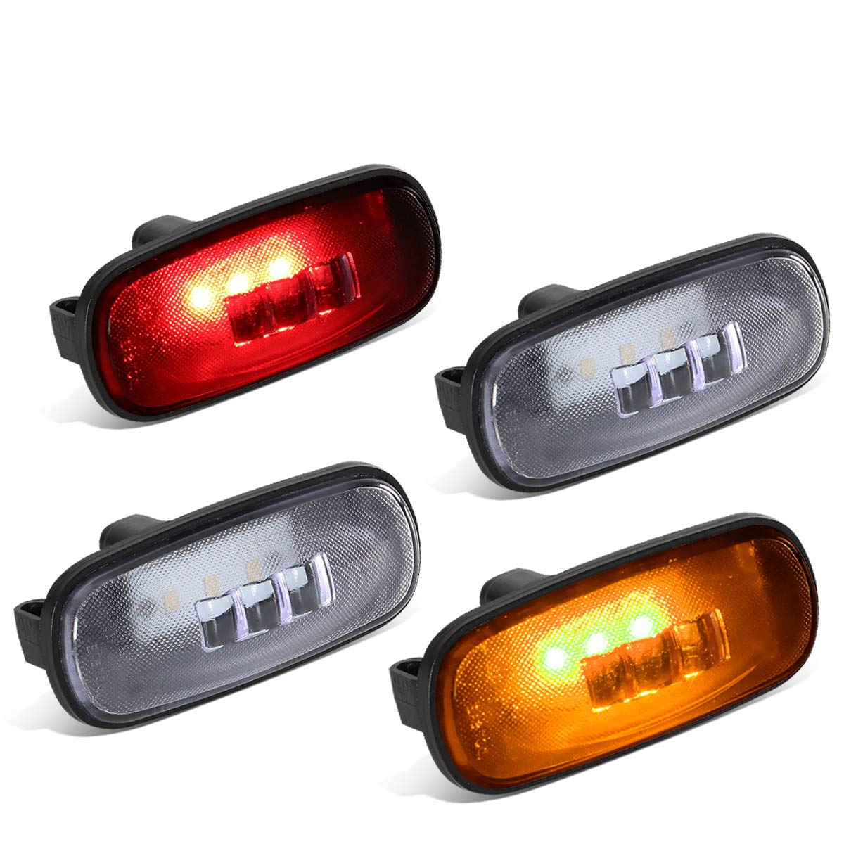 Dna Motoring Fendl-Dram02-Ch 4Pcs Clear Lens Dually Fender Led Side Marker Light Lamps