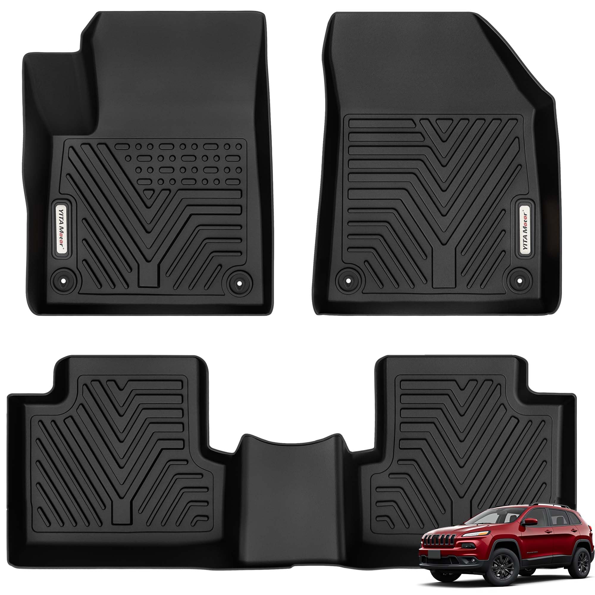 Yitamotor Floor Mats Compatible With 2015-2023 Jeep Cherokee (Not For Grand Cherokee), Custom Fit Floor Liners, 1St & 2Nd Row Al