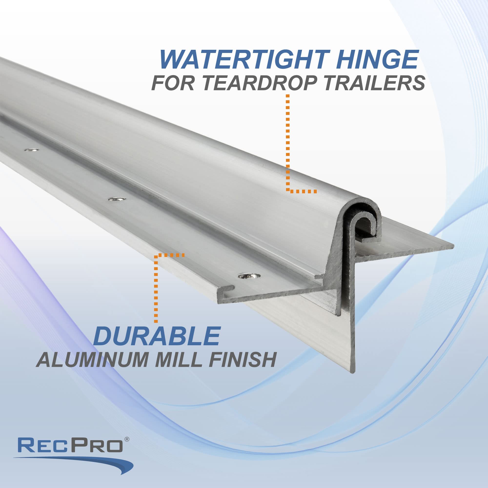 Recpro Rv Teardrop Trailer Hurricane Hinge For Galley Hatch Door | 62' Increments | Aluminum | Made In America | Mill Finish
