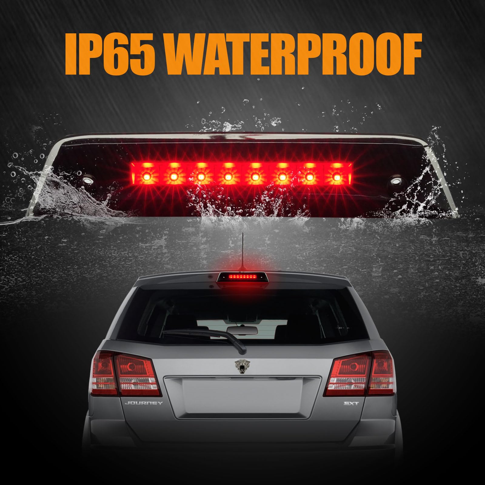 Cxdar Third 3Rd Brake Light Led For 2010-2016 Dodge Journey, High Mount Rear Brake Lights Assembly For 10-16 Journey, Waterproof