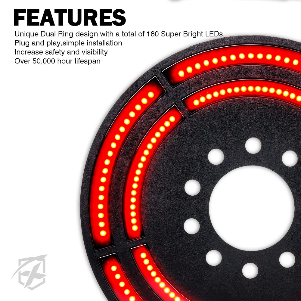 Xprite 14'' Spare Tire Brake Light Compatible With 2007-2018 Jeep Wrangler Jk & 2018+ Jeep Wrangler Jl/Jlu, Plug & Play, 3Rd Led