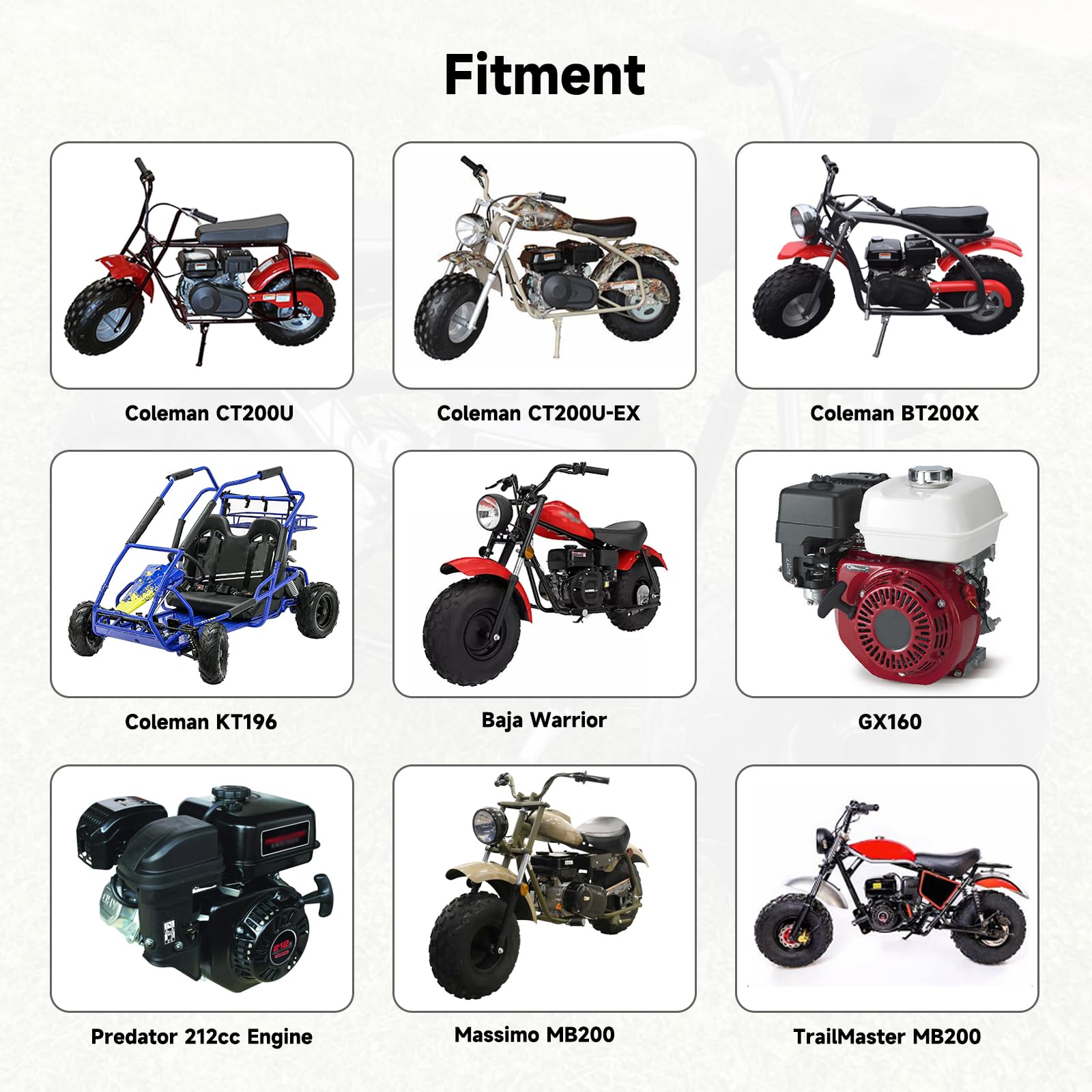 FVRITO VM22 Carburetor Carb Jet Kit for Predator 212cc 196cc Coleman CT200U BT200X Mini Bike KT196 Go Kart Baja MB165 MB200 GX16