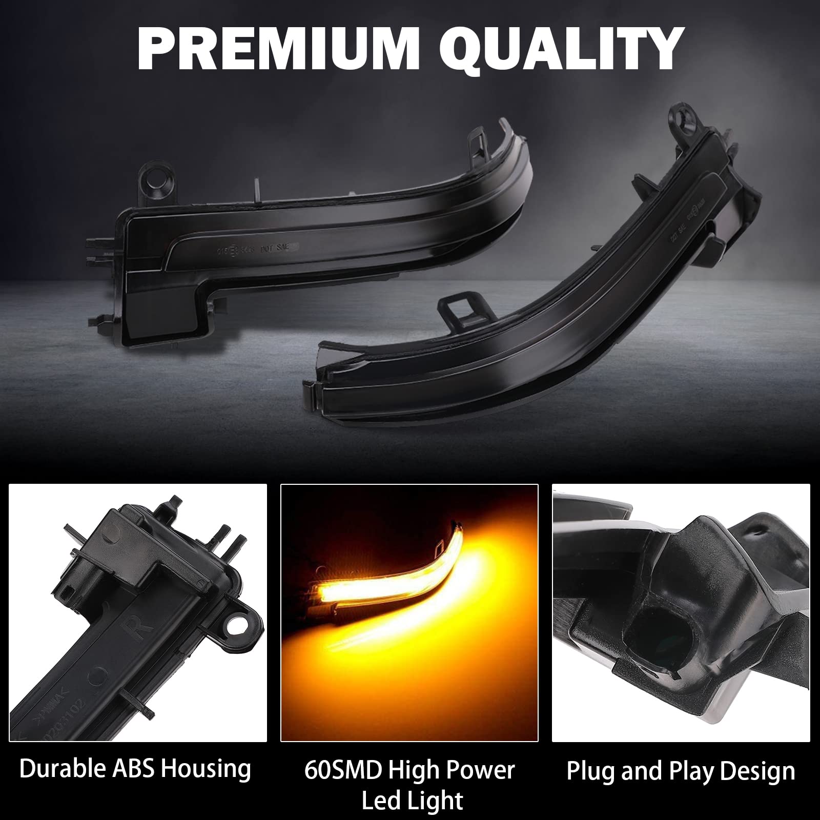 LED Dynamic Sequential Turn Signals Mirror Lights for BMW F30 F32 F36 F22 X1 i3 BMW 1/2/3/4 Series Smoked Sequential Side Marker