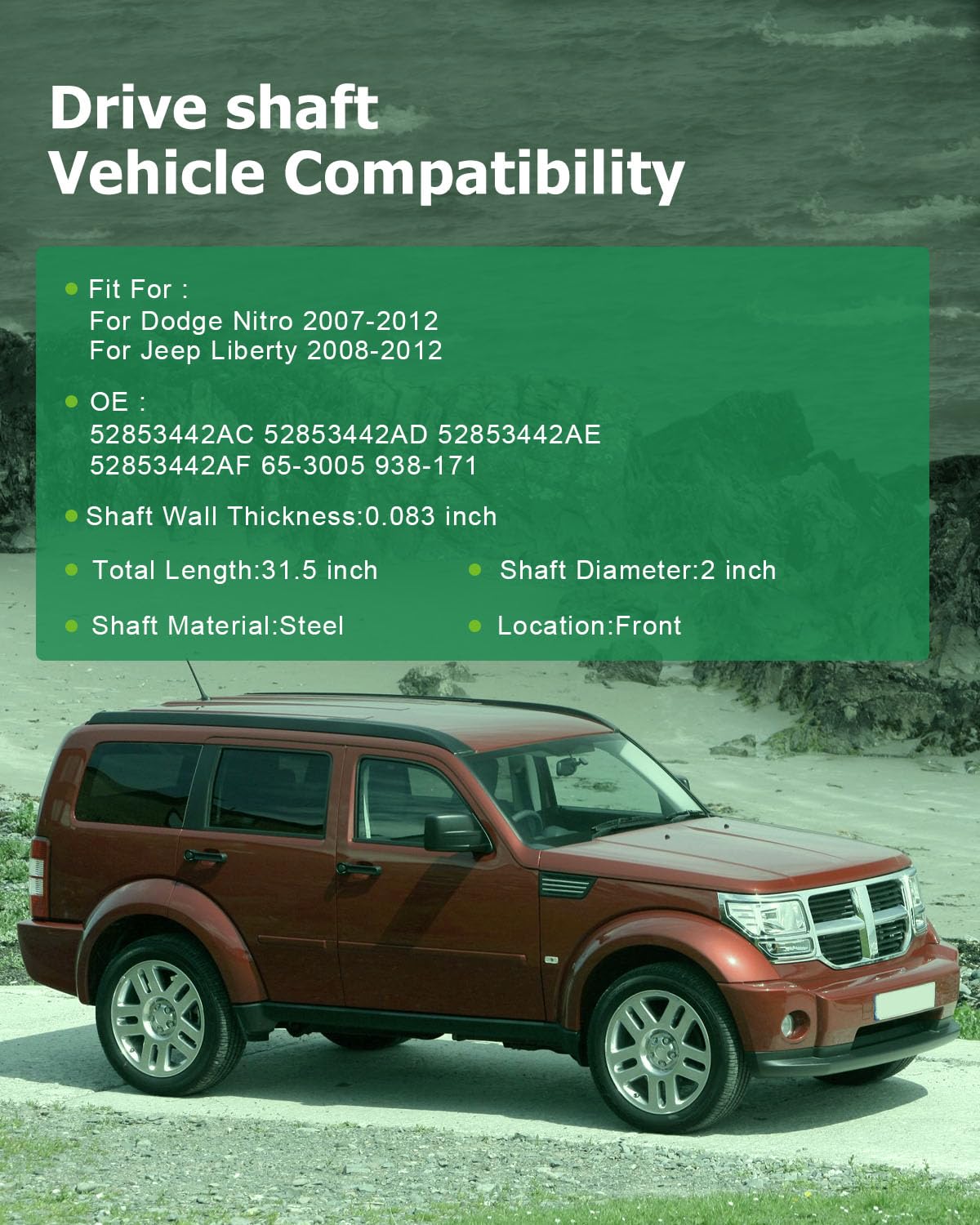 Scitoo 31.5'' Front Drive Shaft Assembly Propeller Shaft Compatible For Dodge Nitro 2007-2012,For Jeep Liberty 2008-2012 5285344