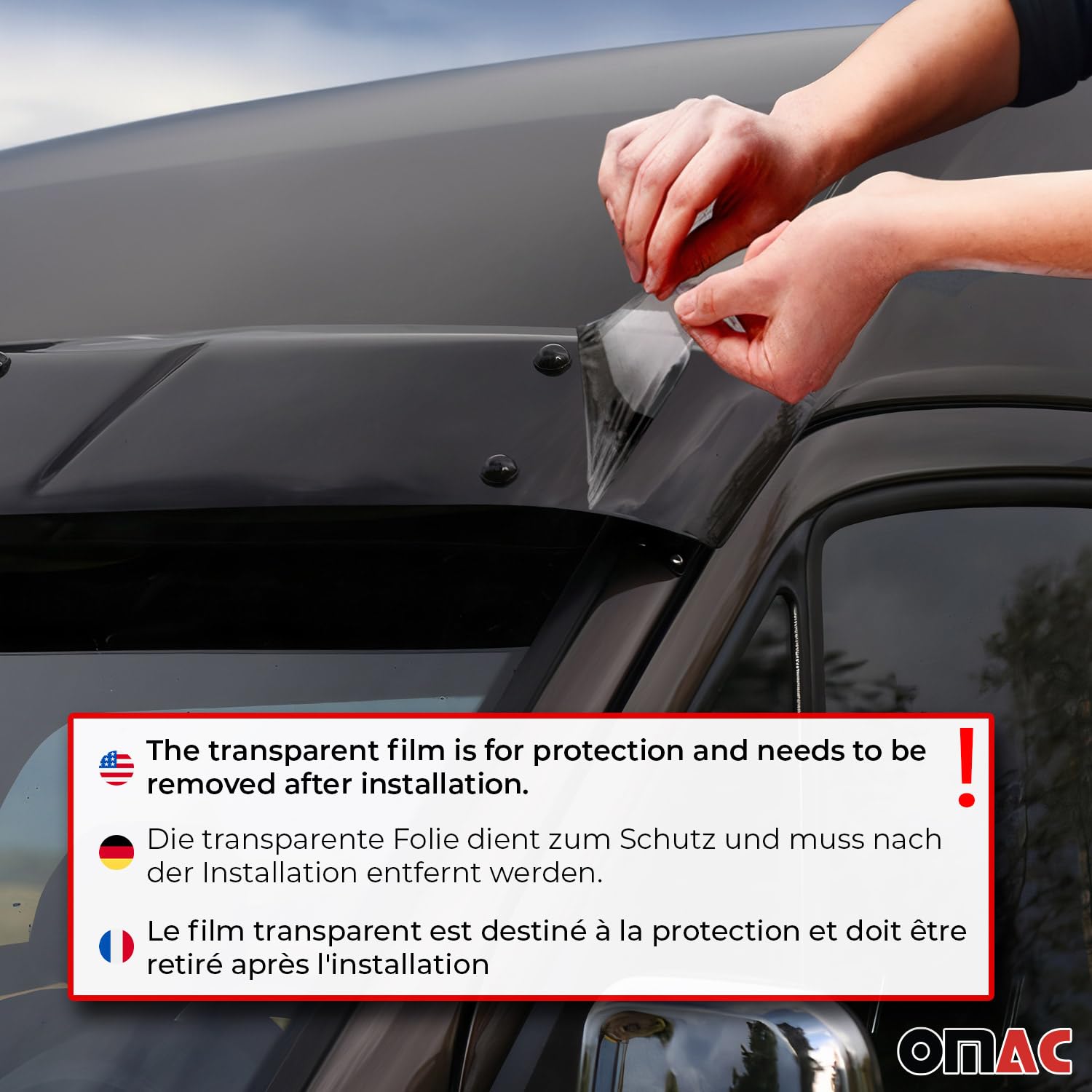 Omac Front Windshield Sun Visor Protector For Dodge Sprinter 2003-2006 Black Smoke