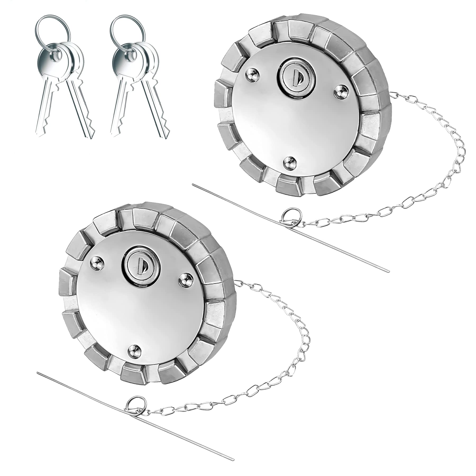 2pcs Locking Diesel Fuel Cap Compatible with Freightliner Kenworth Western Star Fuel Caps,3 1/2'' Course Thread 5.5 TPI Vented S