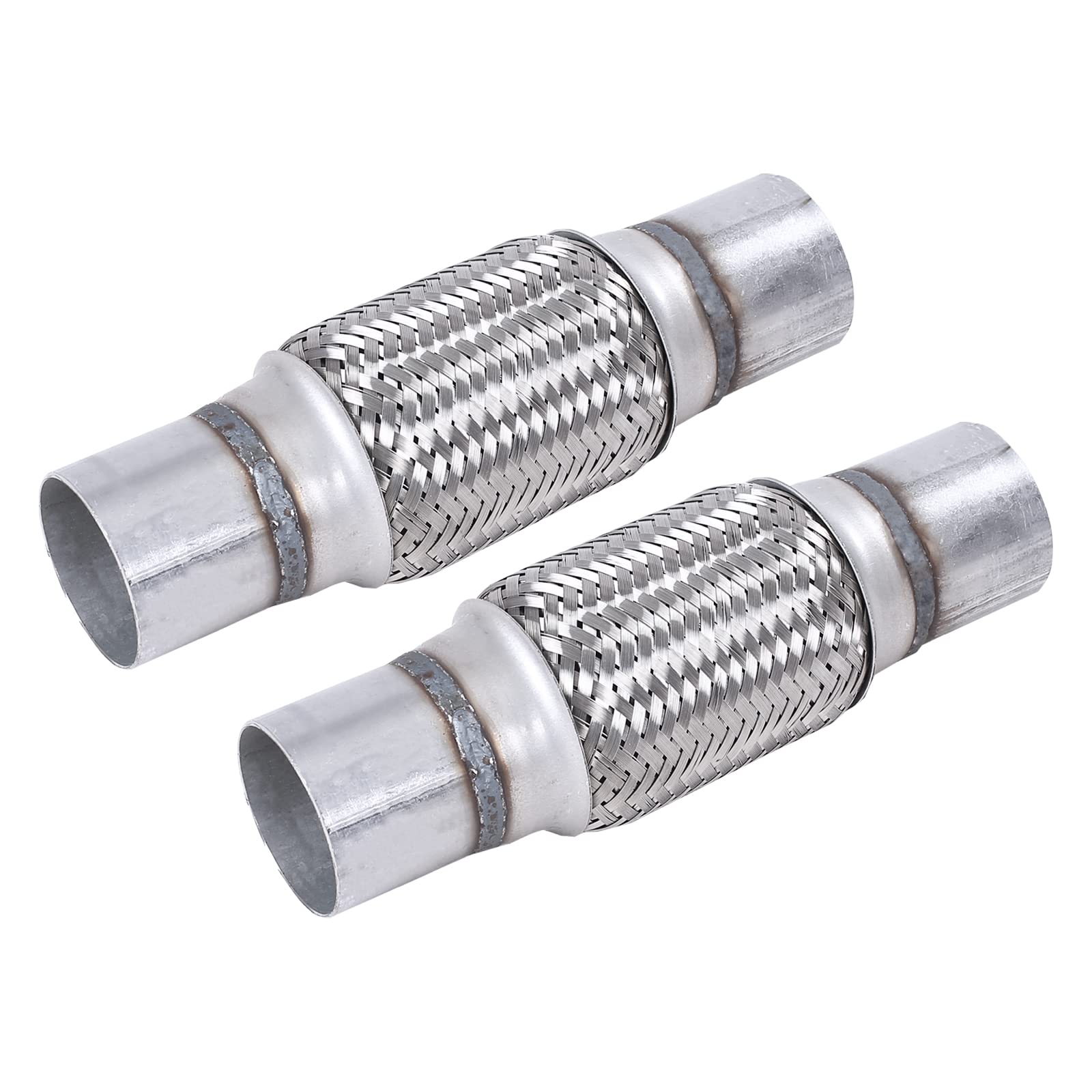 FGJQEFG 2PCS Exhaust Flex Pipe Stainless Braid 2.25''Inch x 6''Inch w/Ends 10''Inch Long Heavy Duty