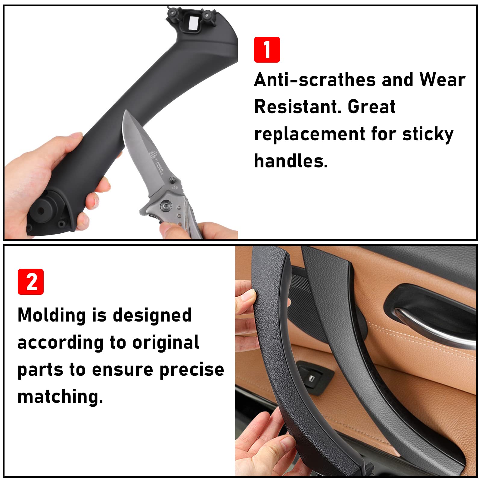 Jaronx Compatible With Bmw 3 Series Door Handle E90/E91/E92/E93 2004-2011, 6Pcs Left And Right Interior Door Pull Handle Replace