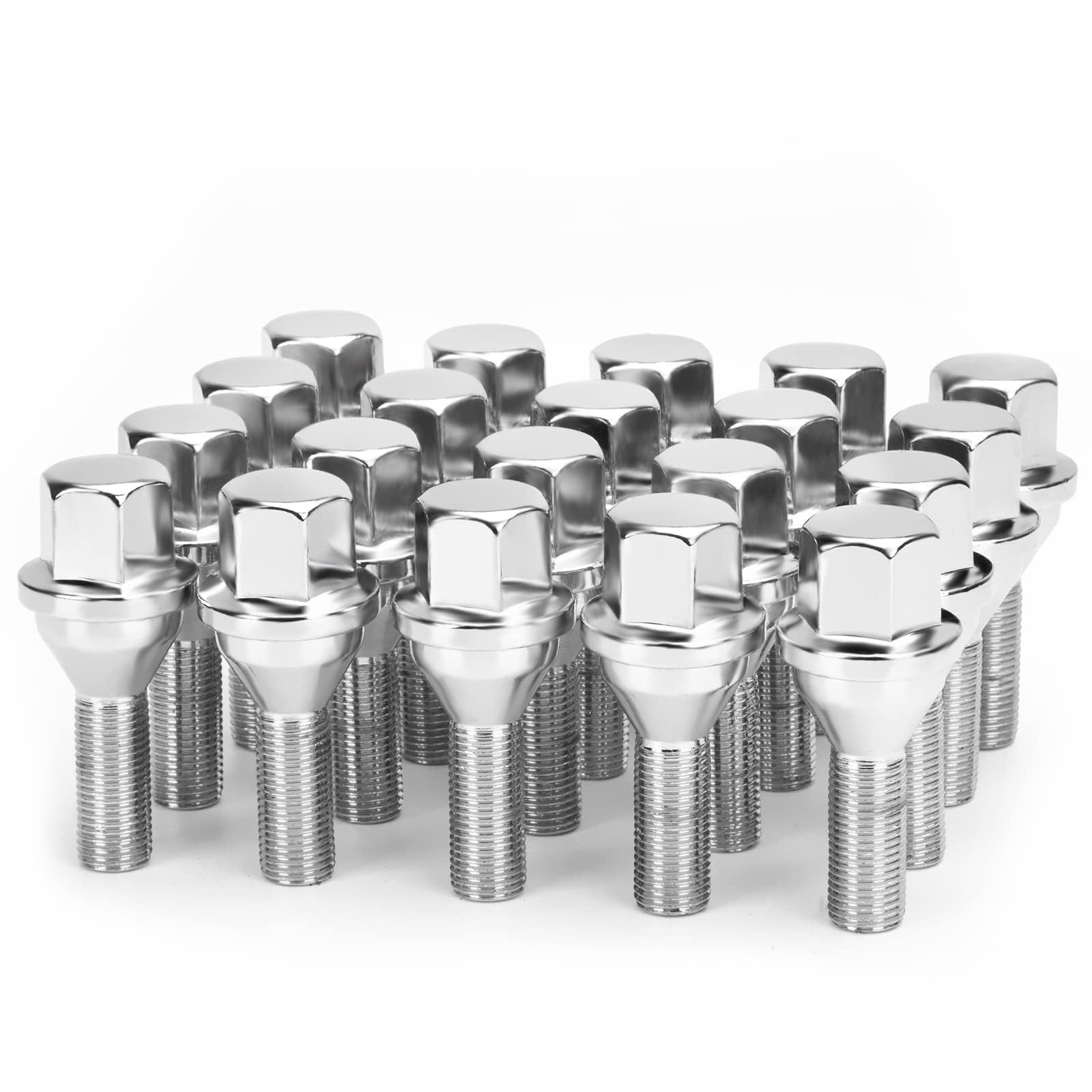 dynofit 12x1.25 OEM/Stock Wheel Lug Bolts, 20pcs ET 28mm Shank 19mm Hex 2.45 inch Length Solid Chrome Studs Set for 2015-2022 Je
