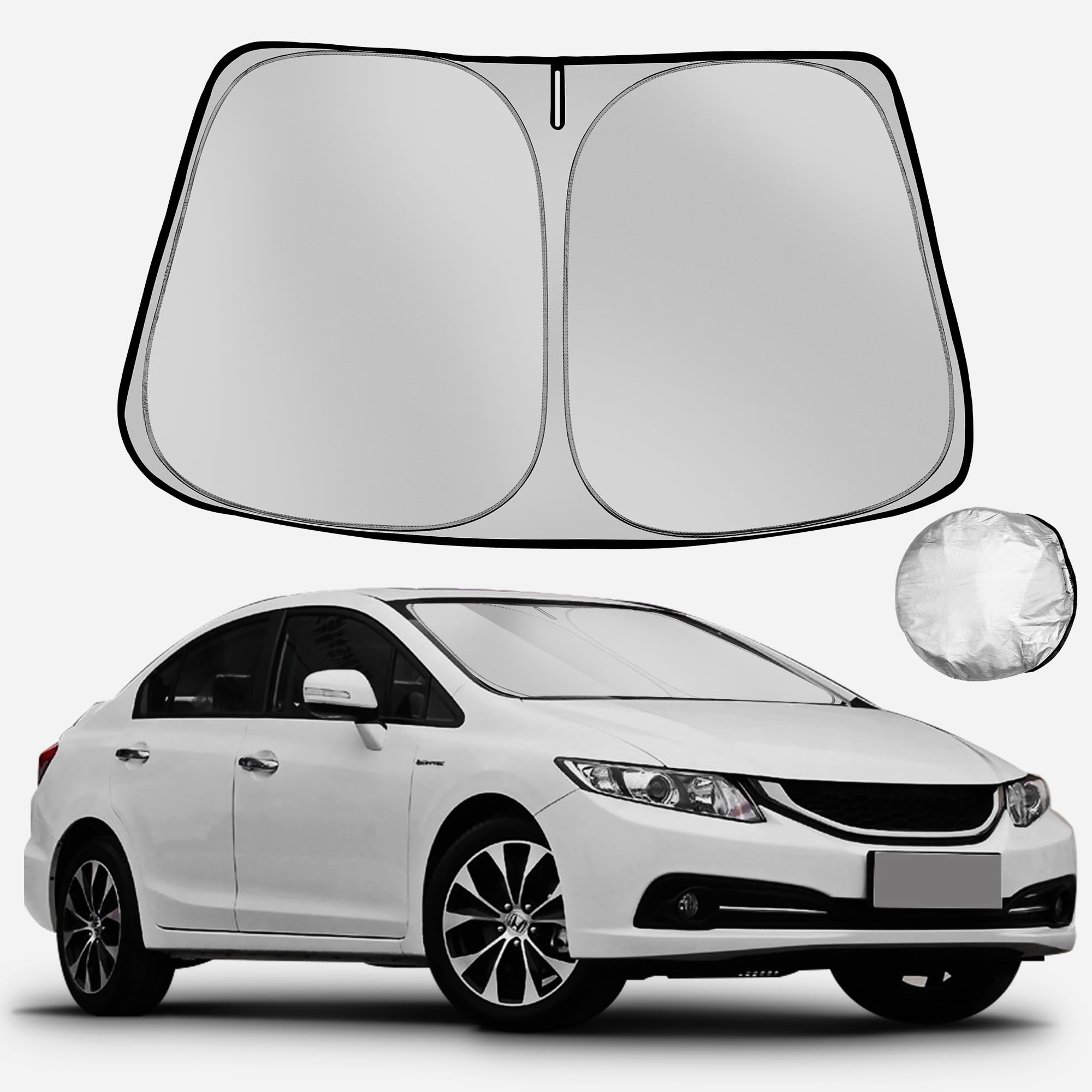 Fonowka Windshield Sun Shade For 2012-2015 Honda Civic Foldable Sun Sunshade For Car Front Window Blocks Uv Rays And Heat Automo