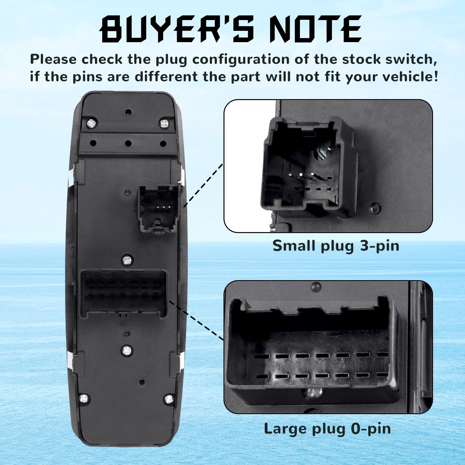 Master Power Window Switch, Driver Side 3 + 0 Pins, Replacement For 2008-2009 Chry-Sler Town & Country, 2008-2009 Dodge Grand Ca