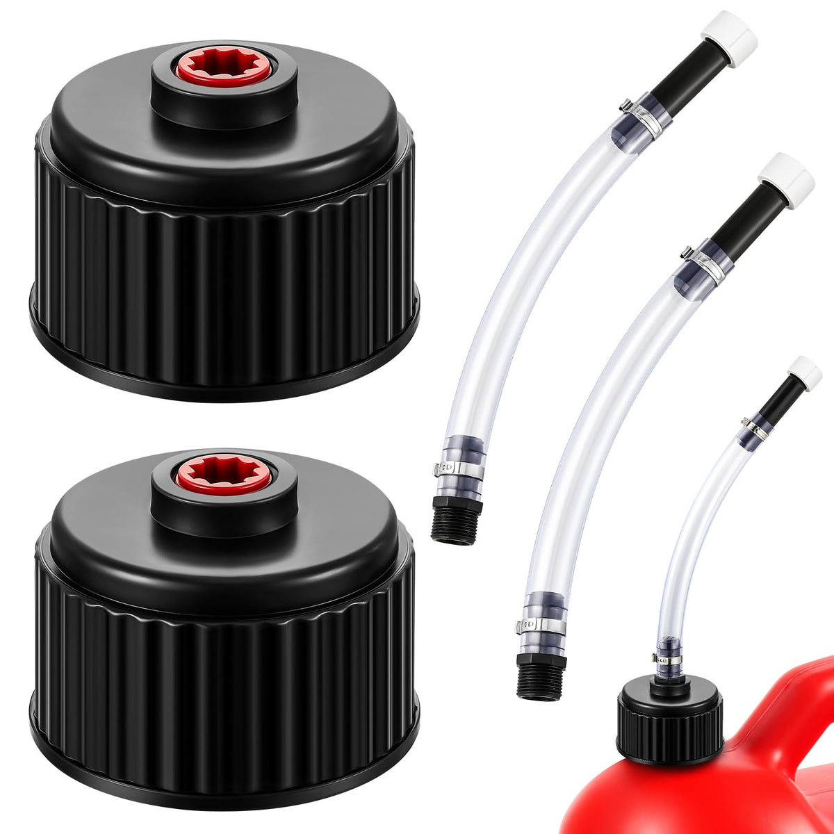 Fabbay 4 Pcs Racing Fuel Jug Caps Hoses 5 Gallon Gas Can Cap Replacement For 5 Gallon Fuel Jug Tank(Classic Style)