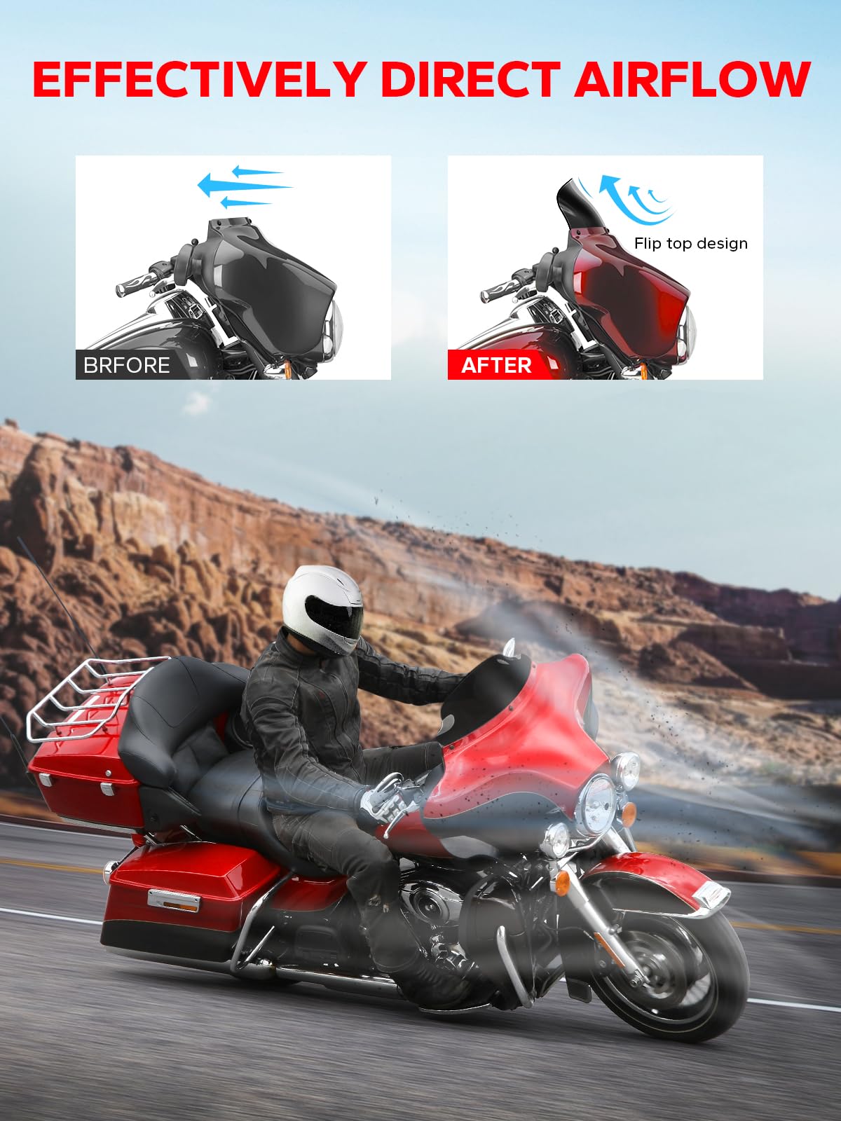 Amazicha Black 6 Windshield Windscreen Fit For Harley Electra Street Glide Touring 1996-2013