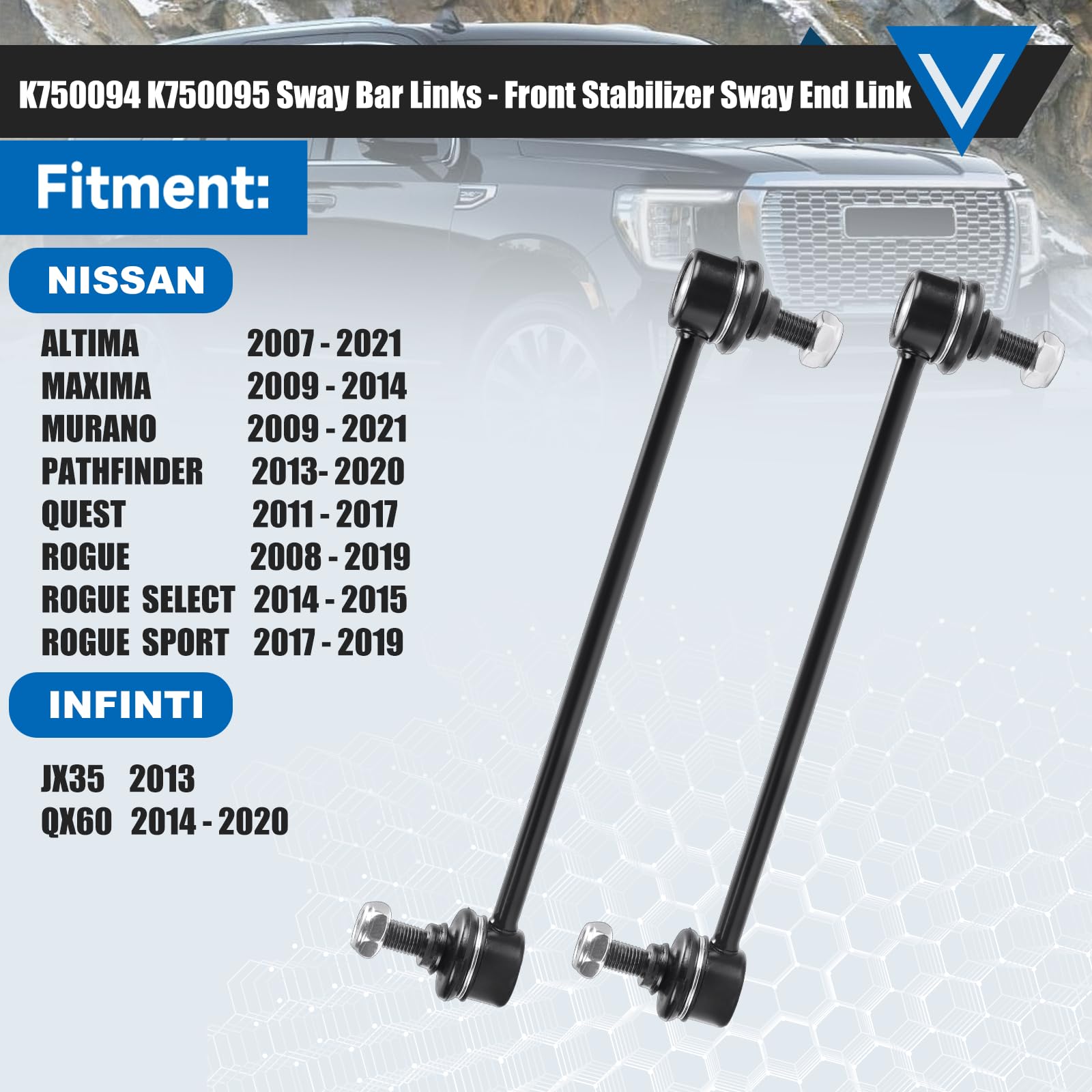 K750094 K750095 Front Stabilizer Sway Bar Links Replacement For Nissan Altima Maxima Murano Pathfinder Quest Rogue Jx35 Qx60