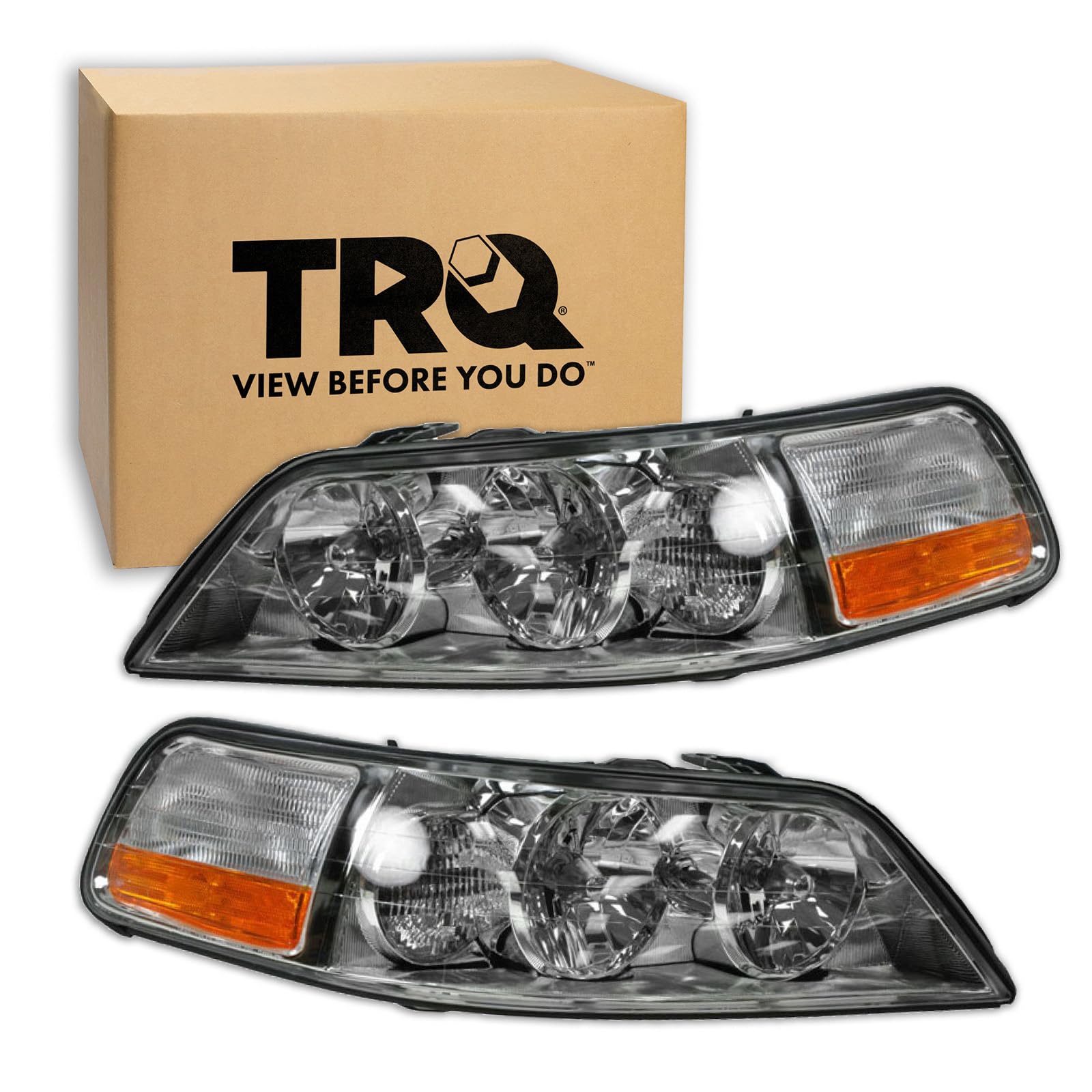 Trq Driver & Passenger Side Headlight Assembly Set Headlights Driver & Passenger Side Compatible With 2005-2011 Lincoln Town Car