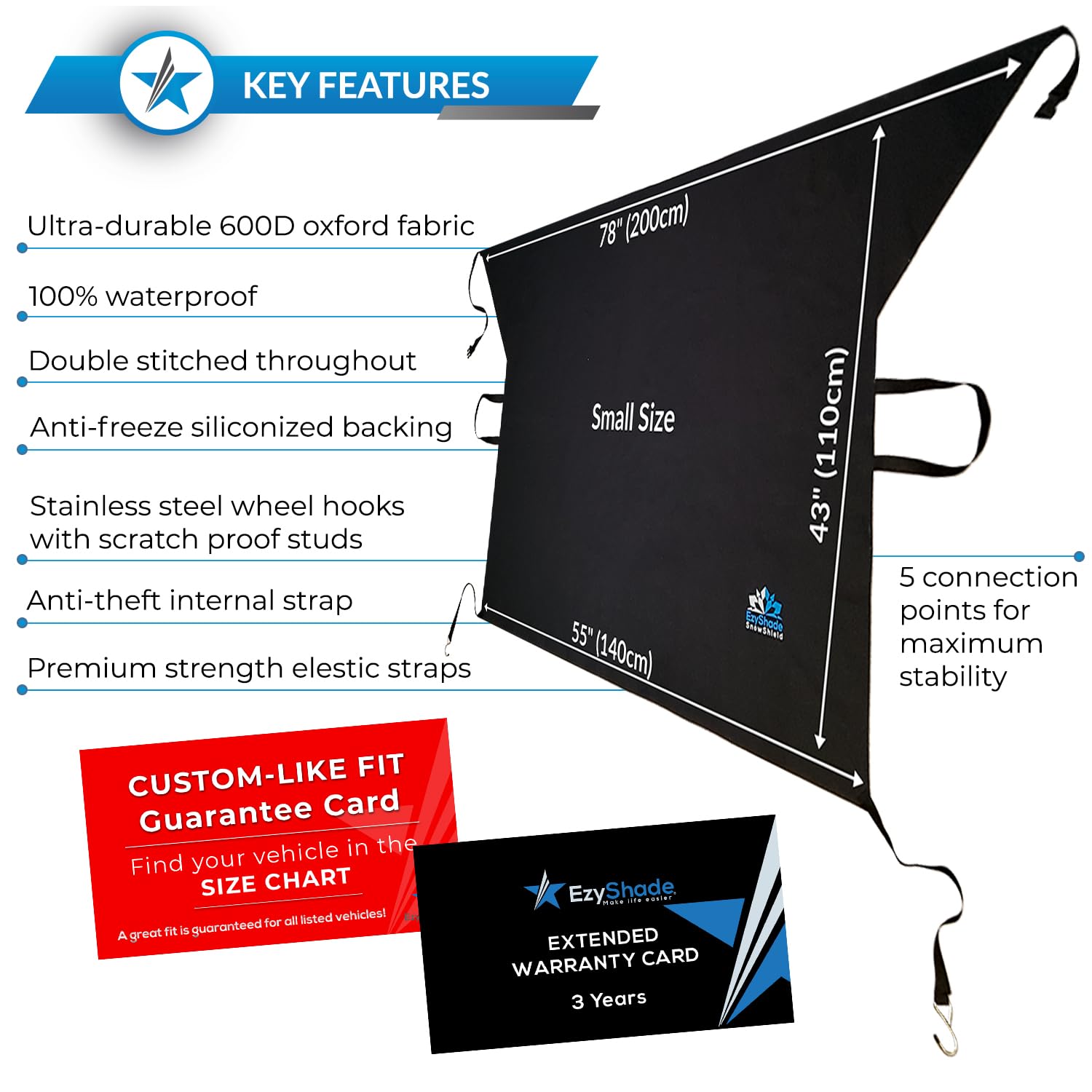 Ezyshade Car Windshield Cover For Ice And Snow. Windshield Snow Cover For Car Suv Truck. Frost Guard Windshield Cover, Car Snow