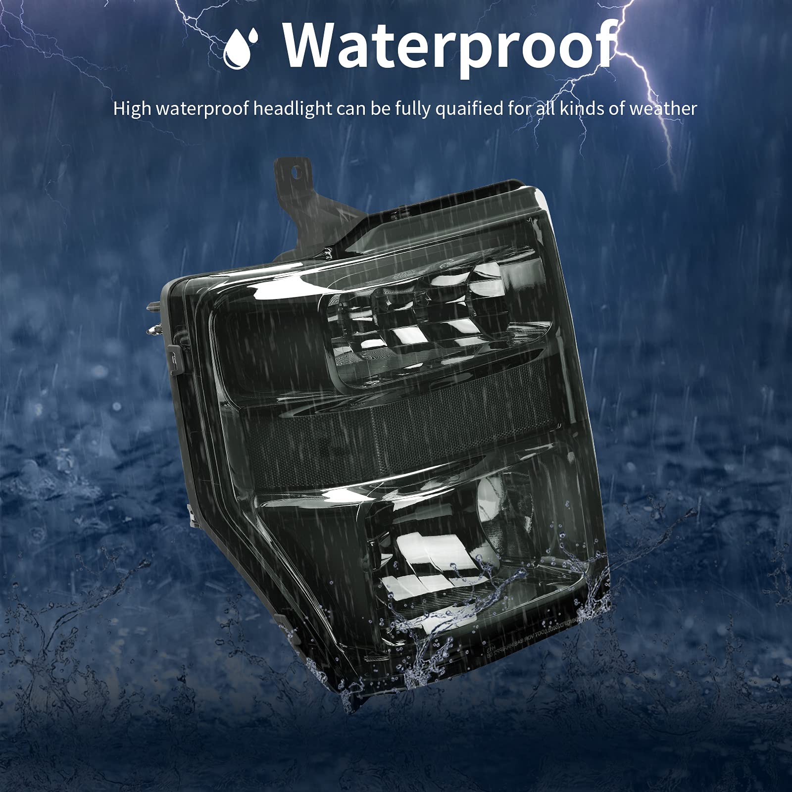 Autosaver88 Headlight Assembly Compatible With 2008-2010 Ford F250 F350 F450 Super Duty Headlamp Chrome Housing Smoke Lens