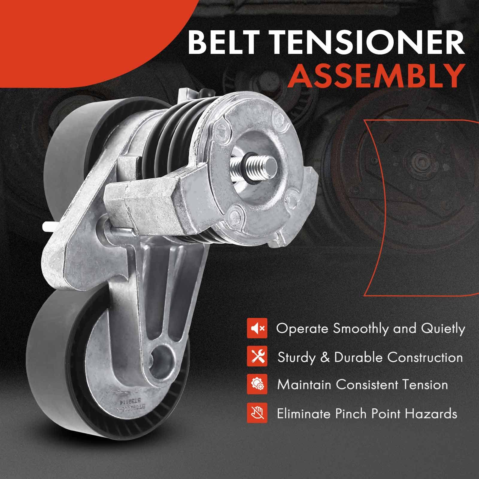 A-Premium Belt Tensioner Assembly with Dual Pulley Compatible with BMW E82 E90 Series 135i 535i 08-10, 335i 07-10, 335is 335xi 535xi 2008, 3.0L, Replace# 11287563927, 13677659
