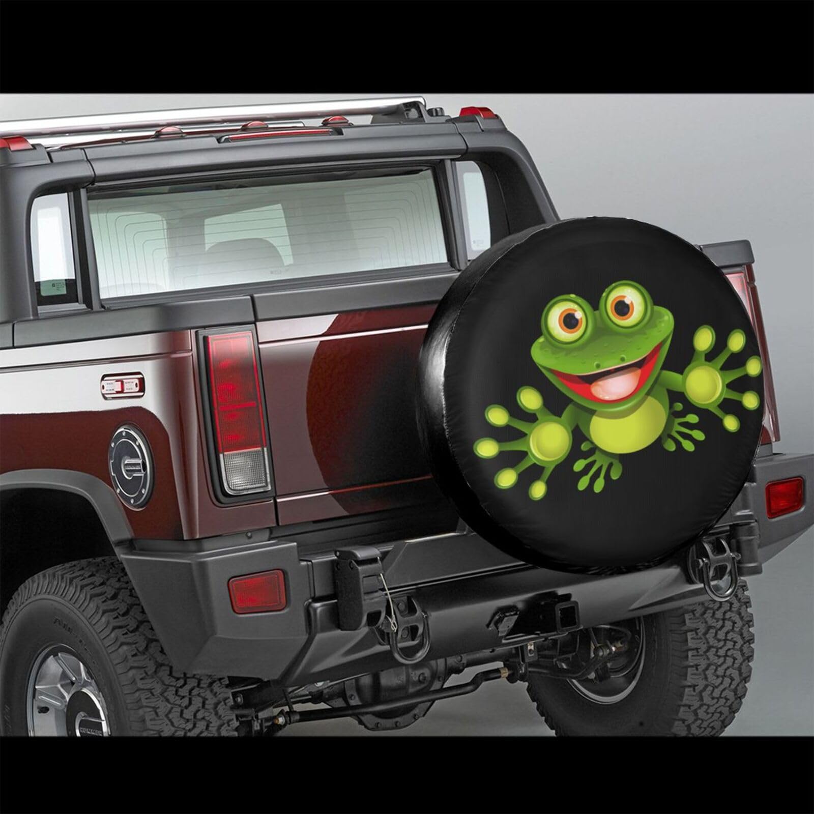 Cute Happy Frog with Big Eyes Spare Tire Cover Universal Waterproof Tire Wheel Covers Dust-Proof Wheel Tire Protector Tyre Cover