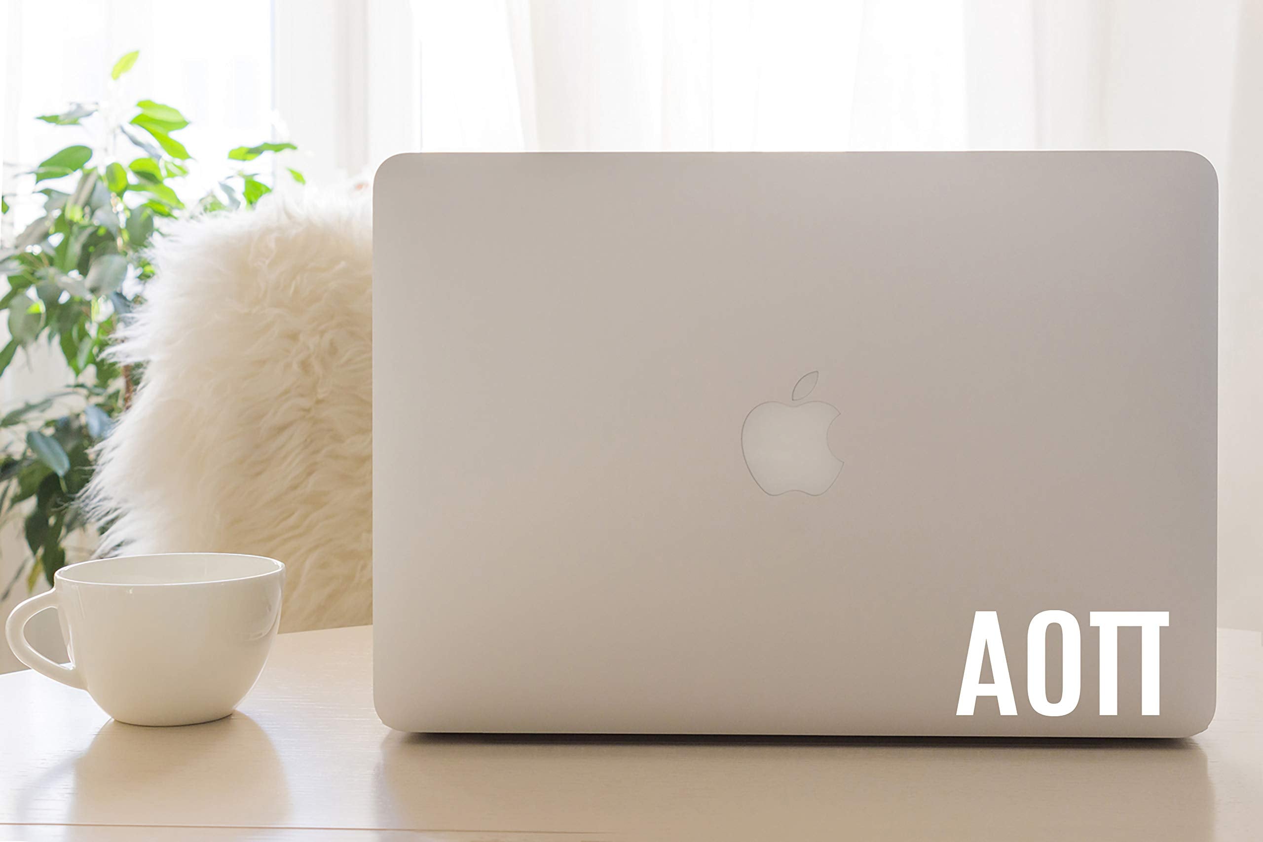 Pro-Graphx Alpha Omicron Pi Greek Sorority Sticker Decal, 2.5 Inches Tall, White