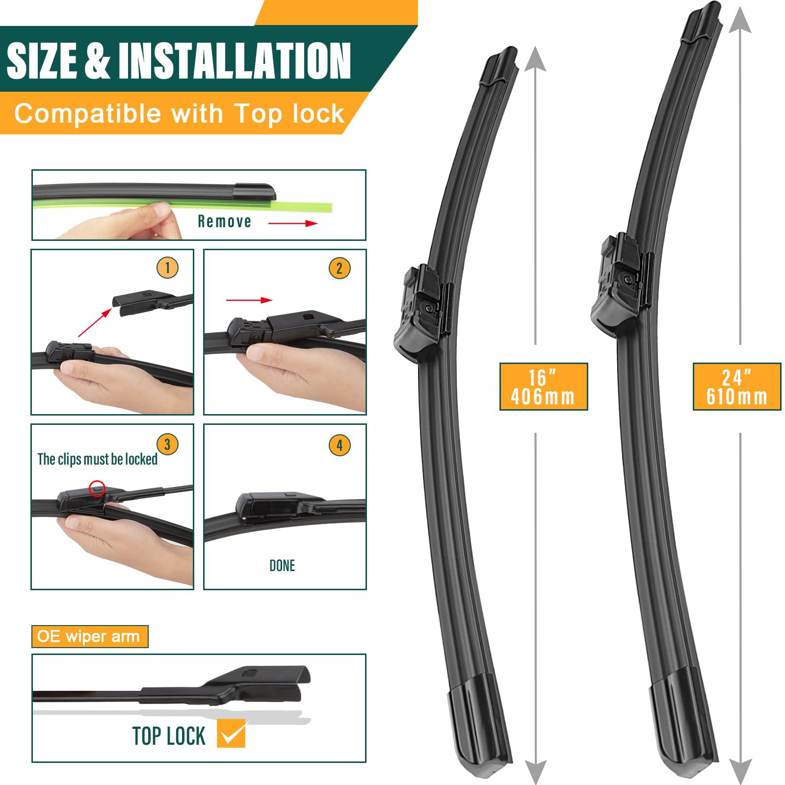 Kvq Windshield Wiper Blades Replacement For Chevy Chevrolet Spark 2013 2014 2015 Original Factory Quality Front Rear Wiper Blade