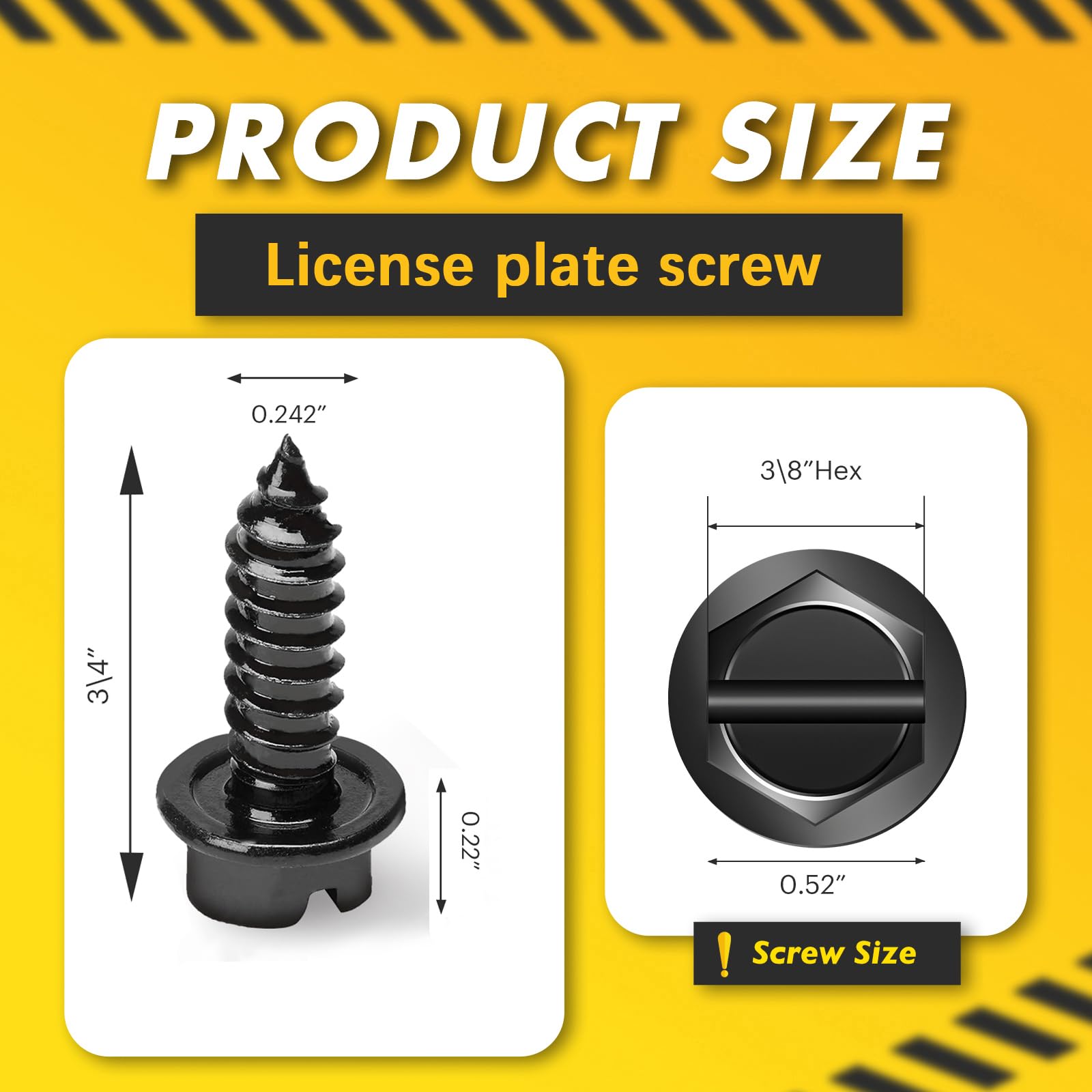 ?Upgraded? License Plate Screws with Nylon Retainers, License Plate Screw Kit for Front & Rear Plates, #14 x 3/4 Slotted Hex H
