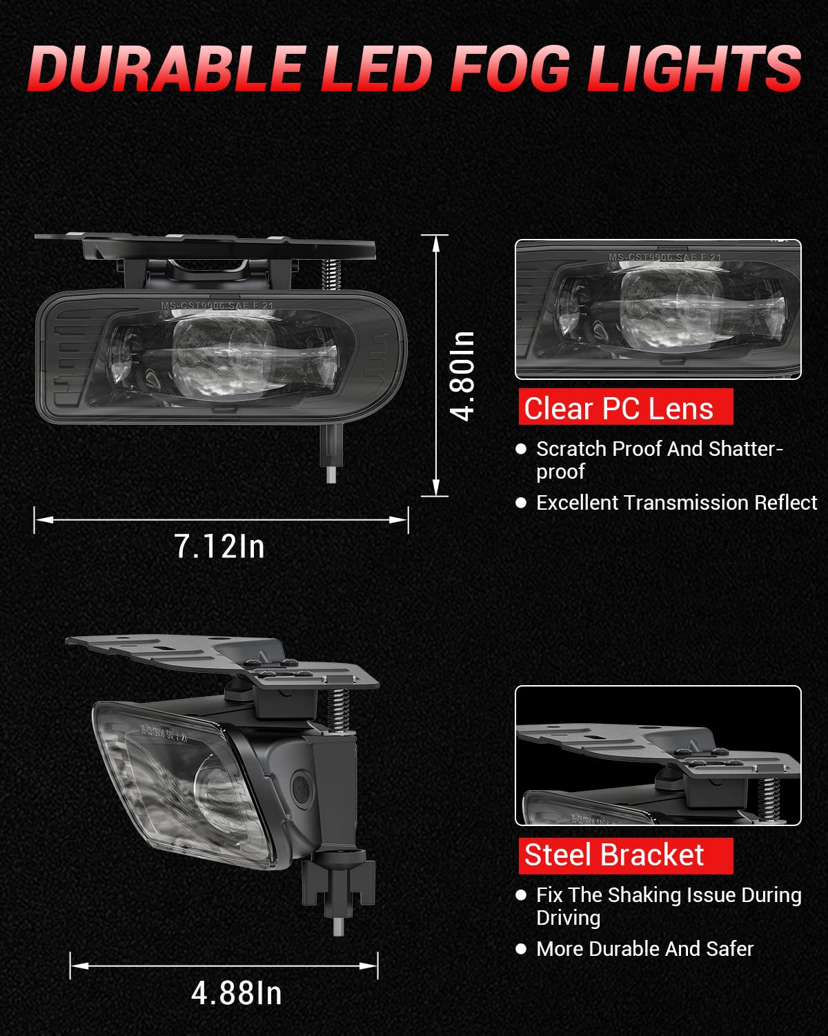 Bicyaco Led Fog Lights Assembly Fog Lamps Replacement Compatible With 2002 2003 2004 2005 2006 Cadillac Escalade 02 03 04 05 06 Escalade Ext 2003-2006 Escalade Esv- Clear Lens