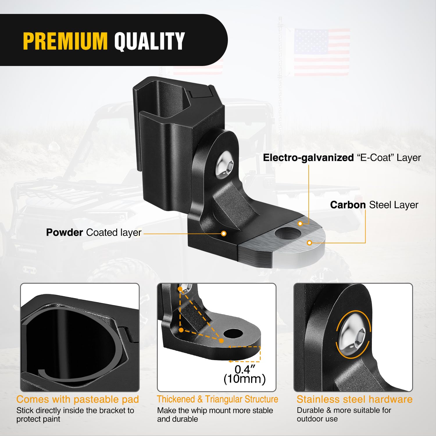 Nilight Utv Whip Light Mount 2Pcs Flag Antenna Mounting Brackets Adjustable For Pro-Fit Cage Compatible With Polaris Ranger General Can Am Defender Commander Maverick Trail/Sport, 2 Years Warranty