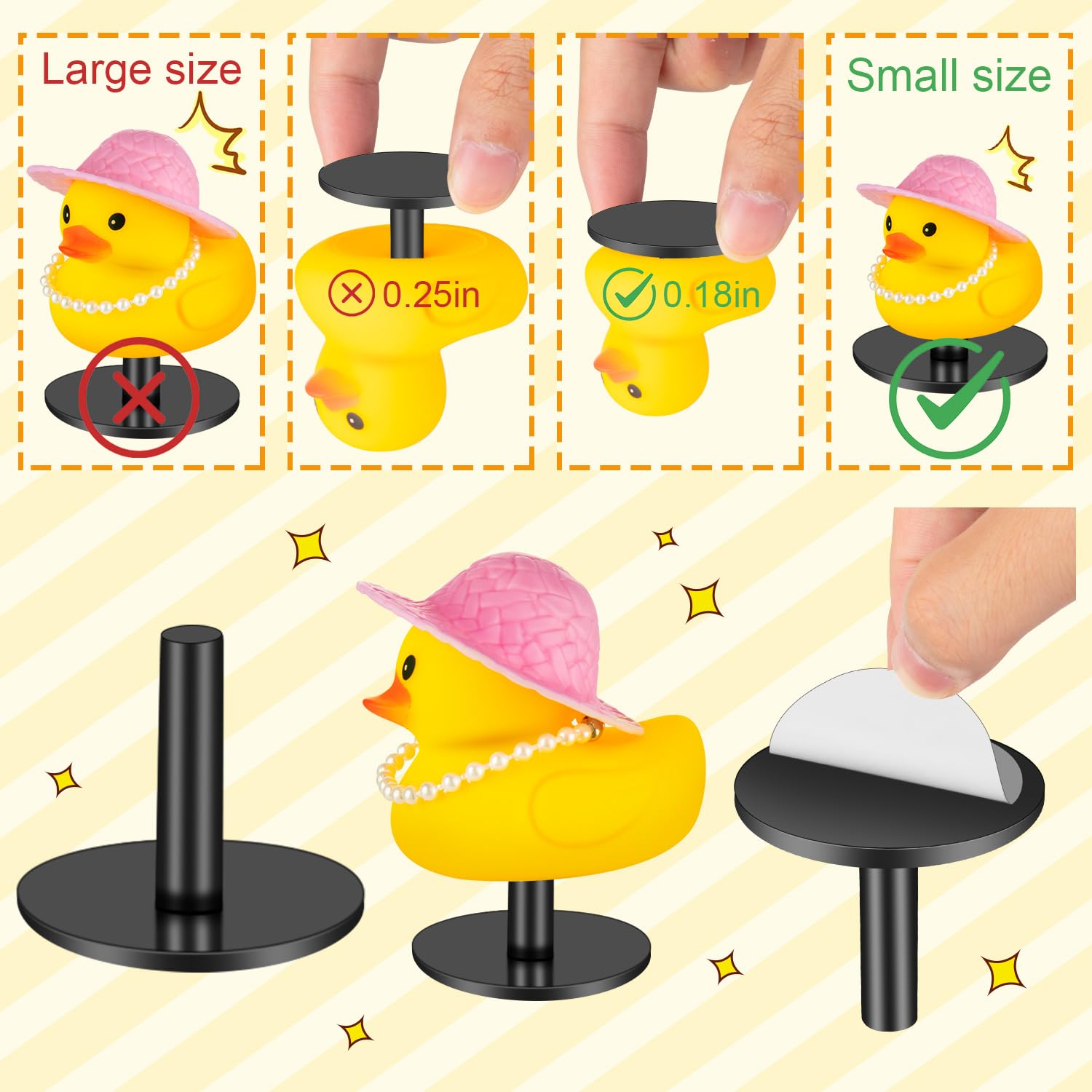 Zhwkmyp 20Pcs Duck Holder, Black Plastic Duck Plug Holders For Car Dash, Rubber Duck Mounts For Car Dashboard Lover (Excluding R