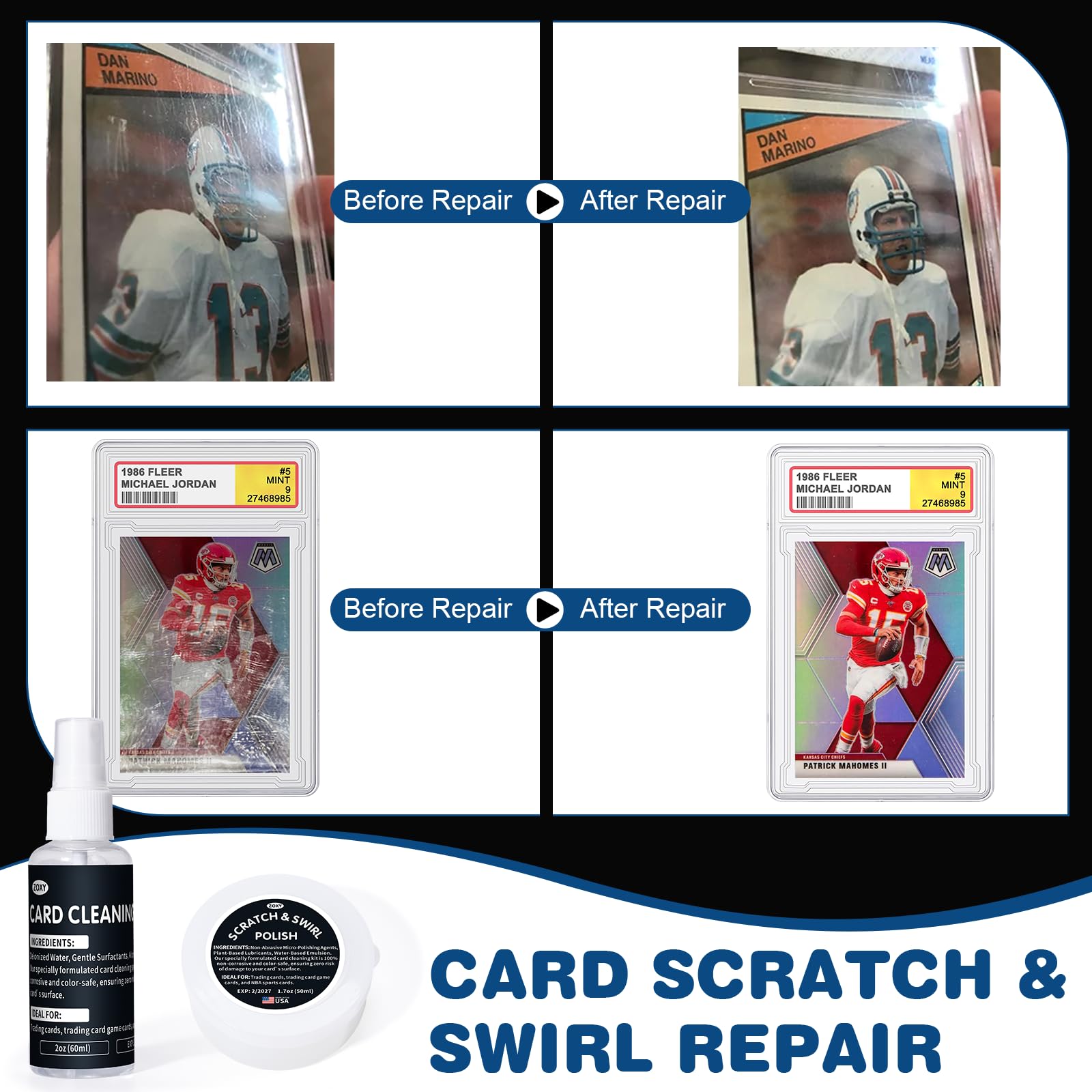 Lunza Trading Card Cleaning Kit - Boost Grading Score & Restore Collectible Value | Safe for Trading, Sports, Gaming Cards & Mor