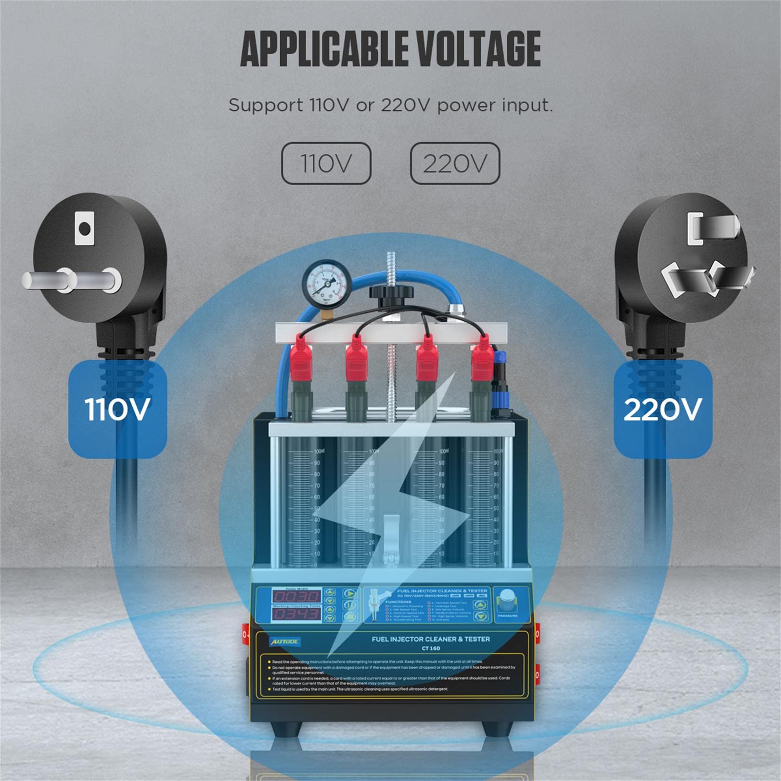 Autool Automotive Motorcycle 4 Cylinder Ultrasonic Wave Injector Cleaner Petrol Injection Tester Cleaning Kit Tester