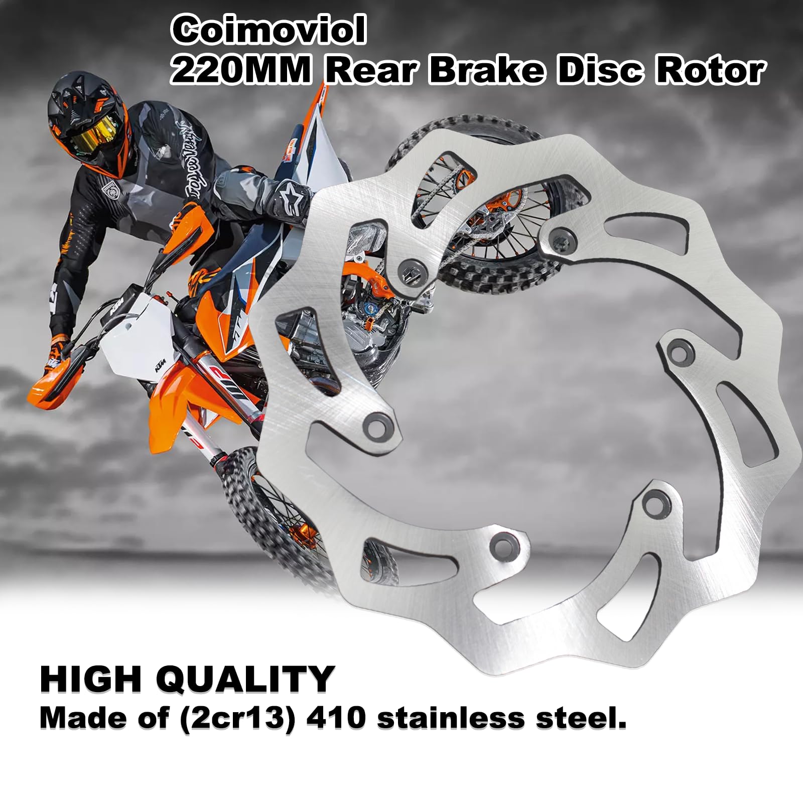 Coimoviol 220Mm Rear Brake Disc Rotor Compatible With Ktm 125 250 350 450 500 1994-2022, Husqvarna 125-501 Fe/Te/Fc/Tc/Tx/Fx, Husaberg 125-570 Te, Motorcycle 8.6' Brake Disc