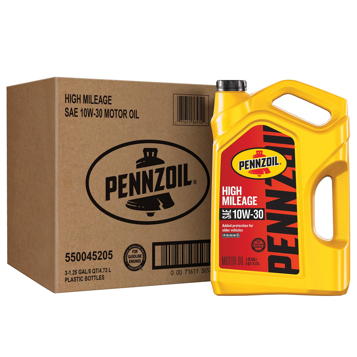 Pennzoil High Mileage 10W-30 Motor Oil, 5 Quart (3 Pack)