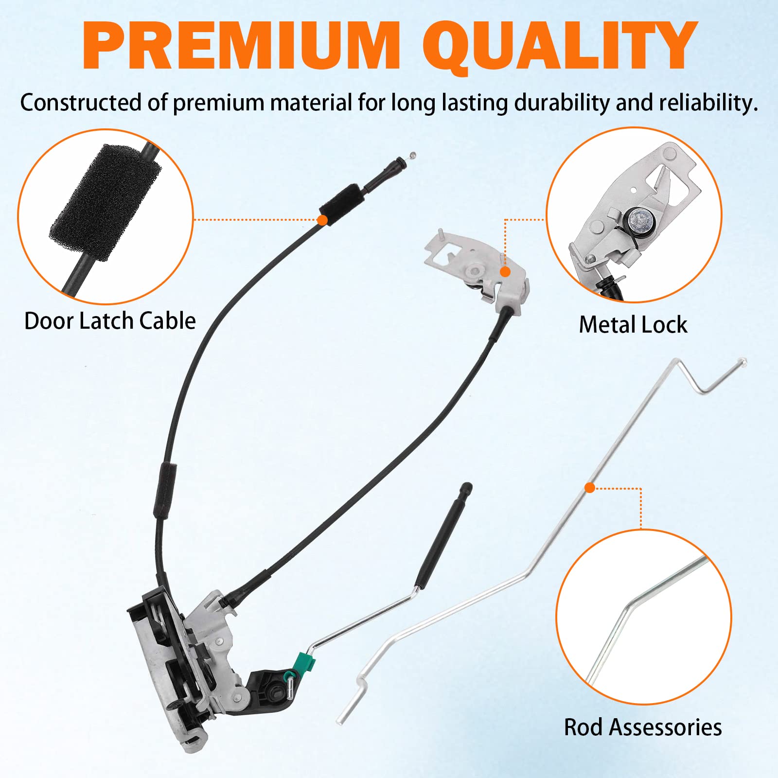Door Latch Assembly Door Lock Cable & Rod For 1992-2020 Ford E150 E250 E350 Econoline Van With 4.6 5.4 6.2 6.8L Engine Rh Right Side Hinged Door Lock Kit - Replace # 8C2Z-15264A00-B, 8C2Z15264A00B
