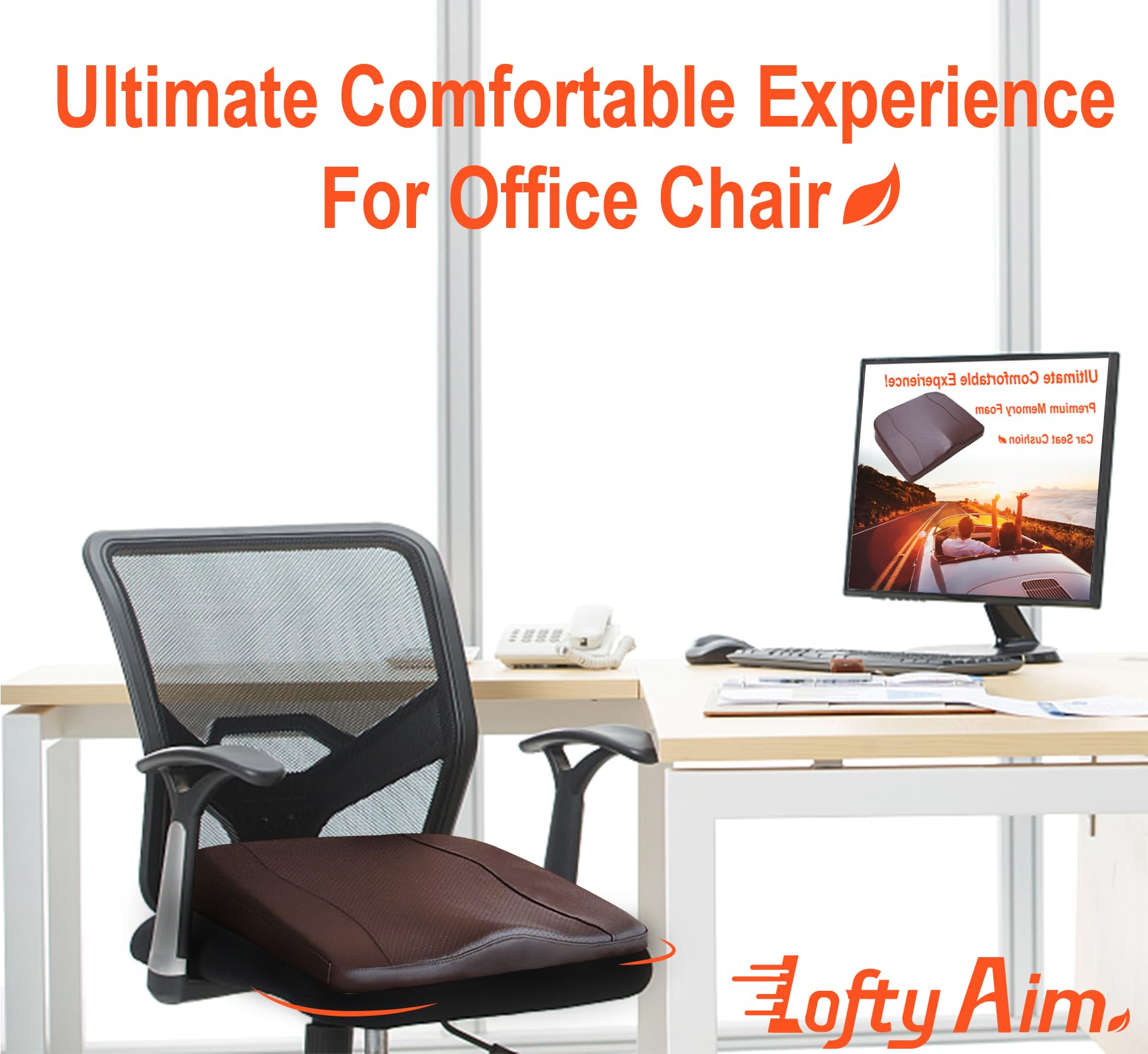 Car Seat Cushion, Comfort Memory Foam Car Cushions For Driving - Sciatica & Lower Back Pain Relief, Seat Cushion For Car Seat Dr