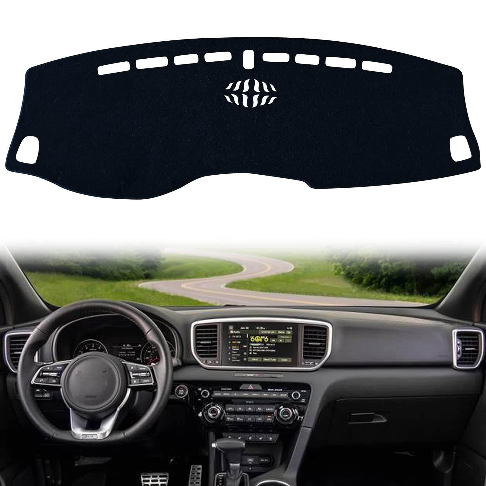 Keegtbox Dash Mat Cover Custom Interior Center Console Compatible With Kia Sportage Suv 2017 2018 2019 2020 2021 2022 Dashboard 