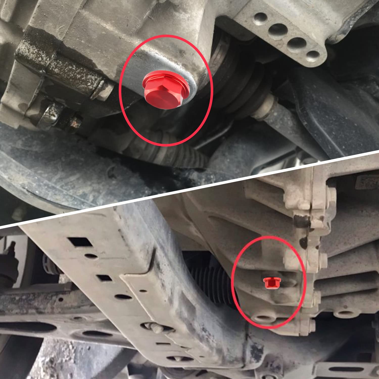 M14 X1.5 Magnetic Oil Drain Plug With Oil Drain Plug Gaskets Car Parts Kit Compatible With Most Ford,Gm,Hyundai,Kia And Accord,Crv,Civic,Pilot,Odyssey (Red)