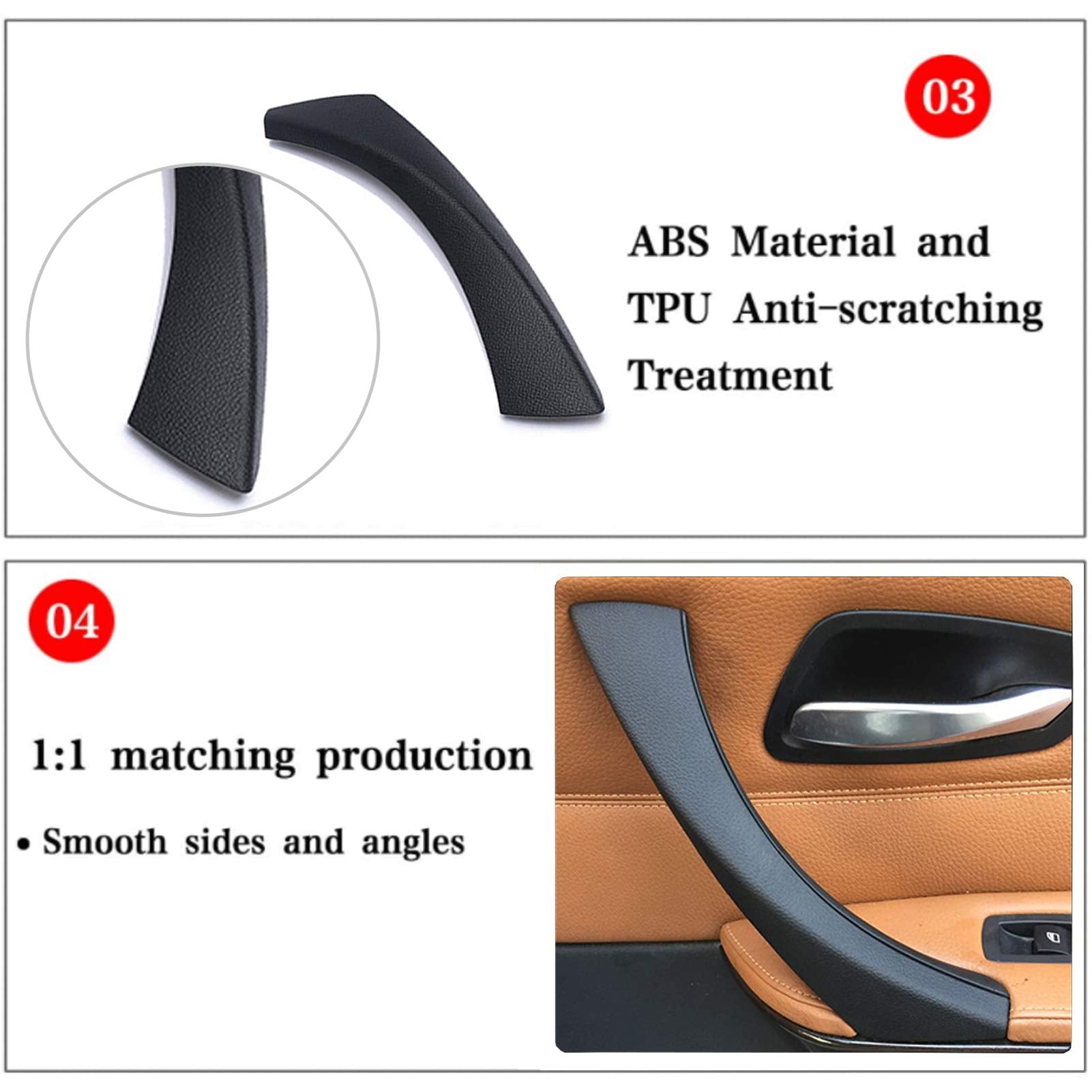 Moonlinks Compatible With Bmw 3 Series E90/E91/E92/E93 Door Pull Handles + Door Handle Outer Cover,Passenger Side Door Handle Co