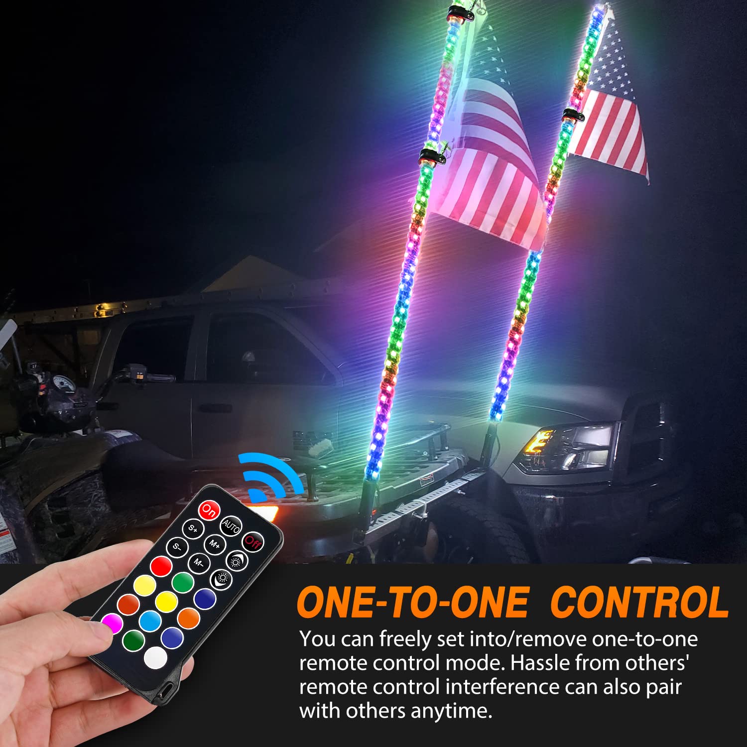 Nilight 2Pcs 6Ft Spiral Rgb Led Whip Light W/Rgb Chasing/Dancing Lights Rf Remote Control Lighted Antenna Whips For Can-Am Atv U