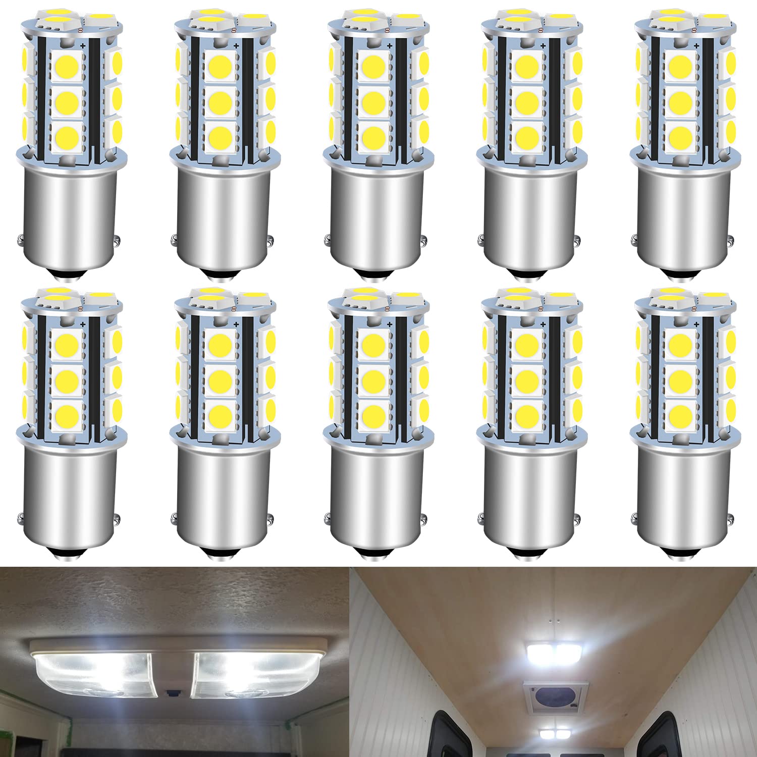 Unxmrff 1156 Led Bulb White Super Bright 7506 1073 1003 1141 Ba15S Led Bulbs 5050 18-Smd Replacement For 12V Rv Interior Ceiling