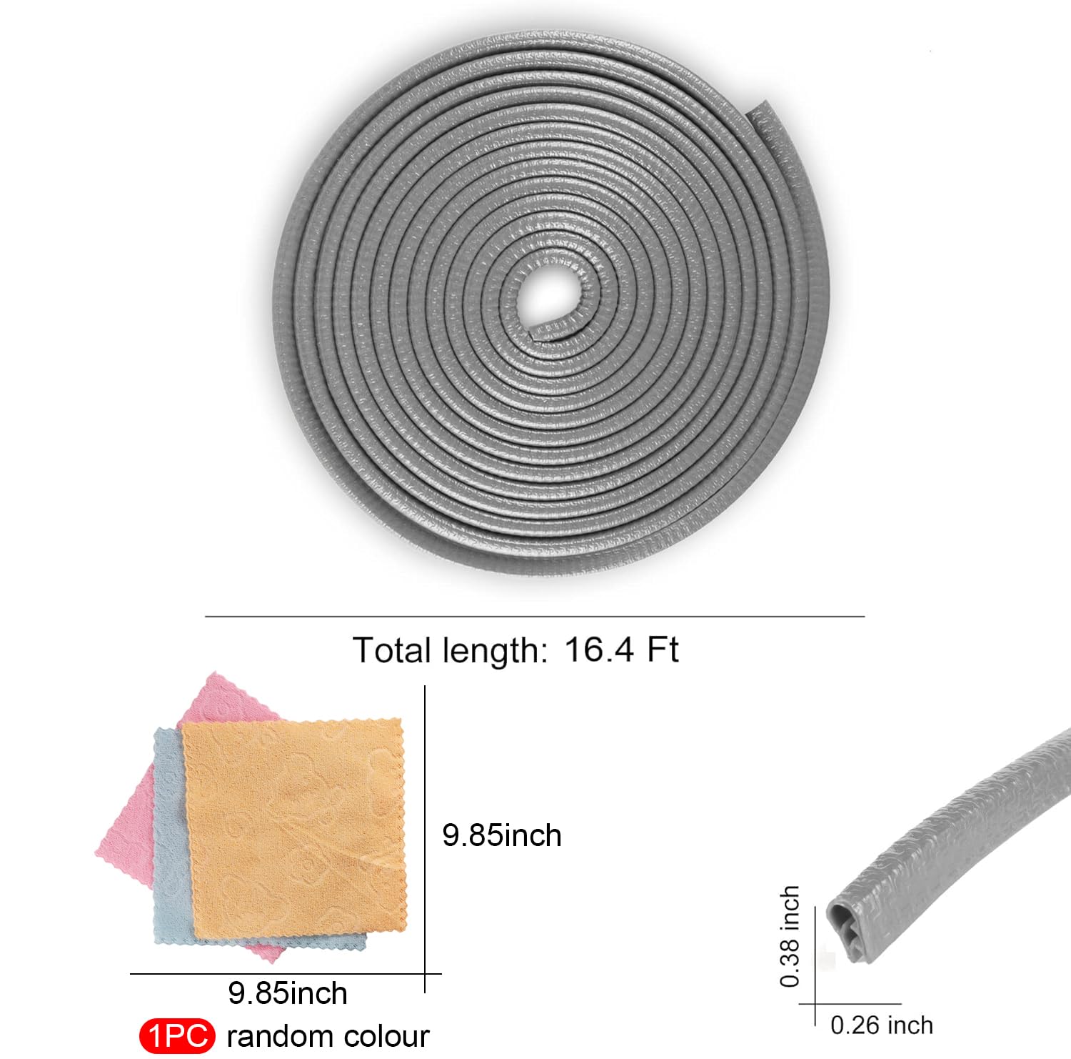 Singaro 16.4Ft (5M) Car Door Edge Guard, No Glue Rubber Decorative Protective Strip, Car Door Entry Protector, Applicable To Car, Truck, Suv And Atv, Car Exterior Accessories(Gray)