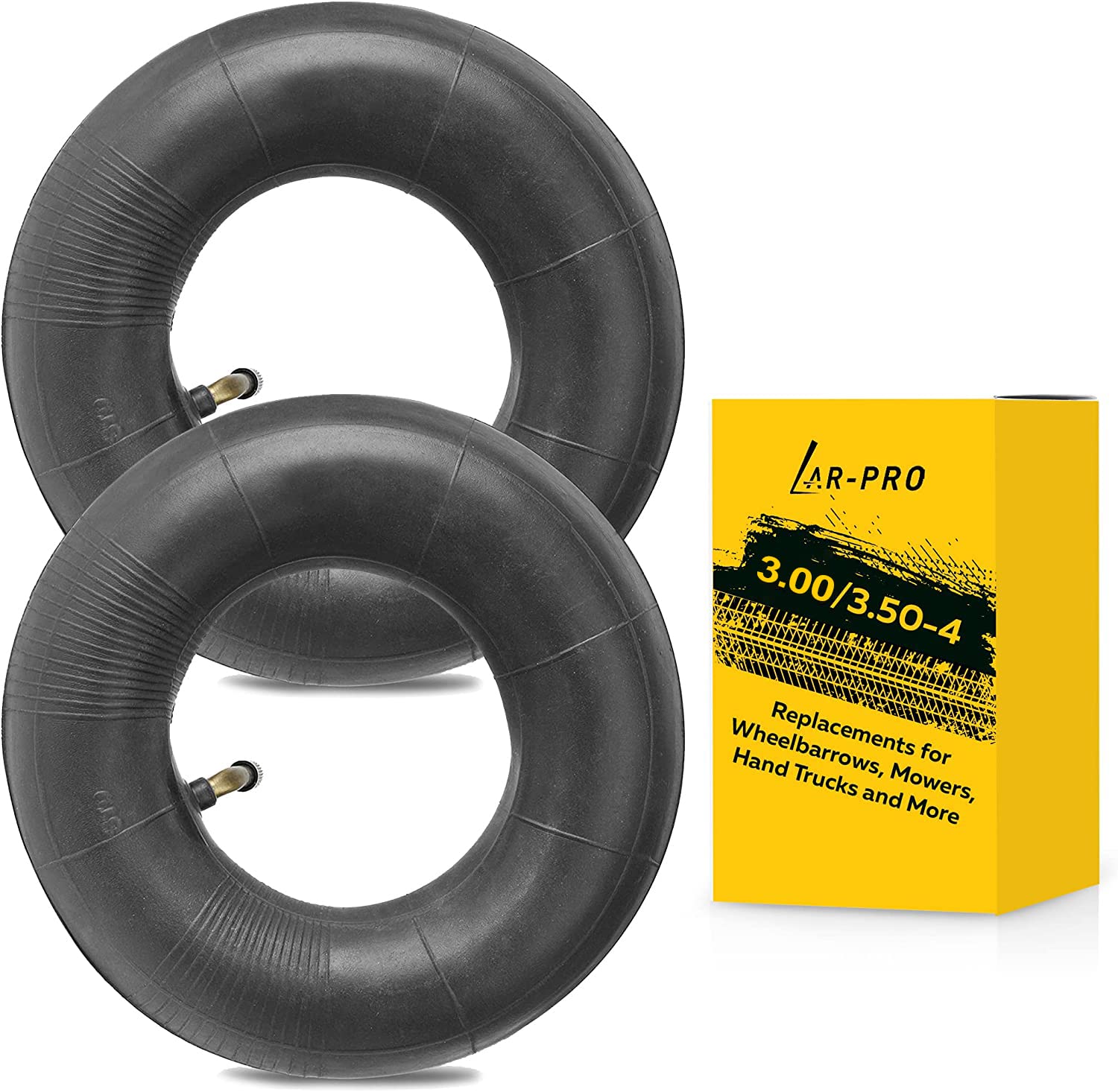 4.10/3.50-4 Heavy Duty Replacement Inner Tube With Tr-87 Bent Valve Stem (2-Pack) - For Wheelbarrows, Mowers, Hand Trucks And Mo