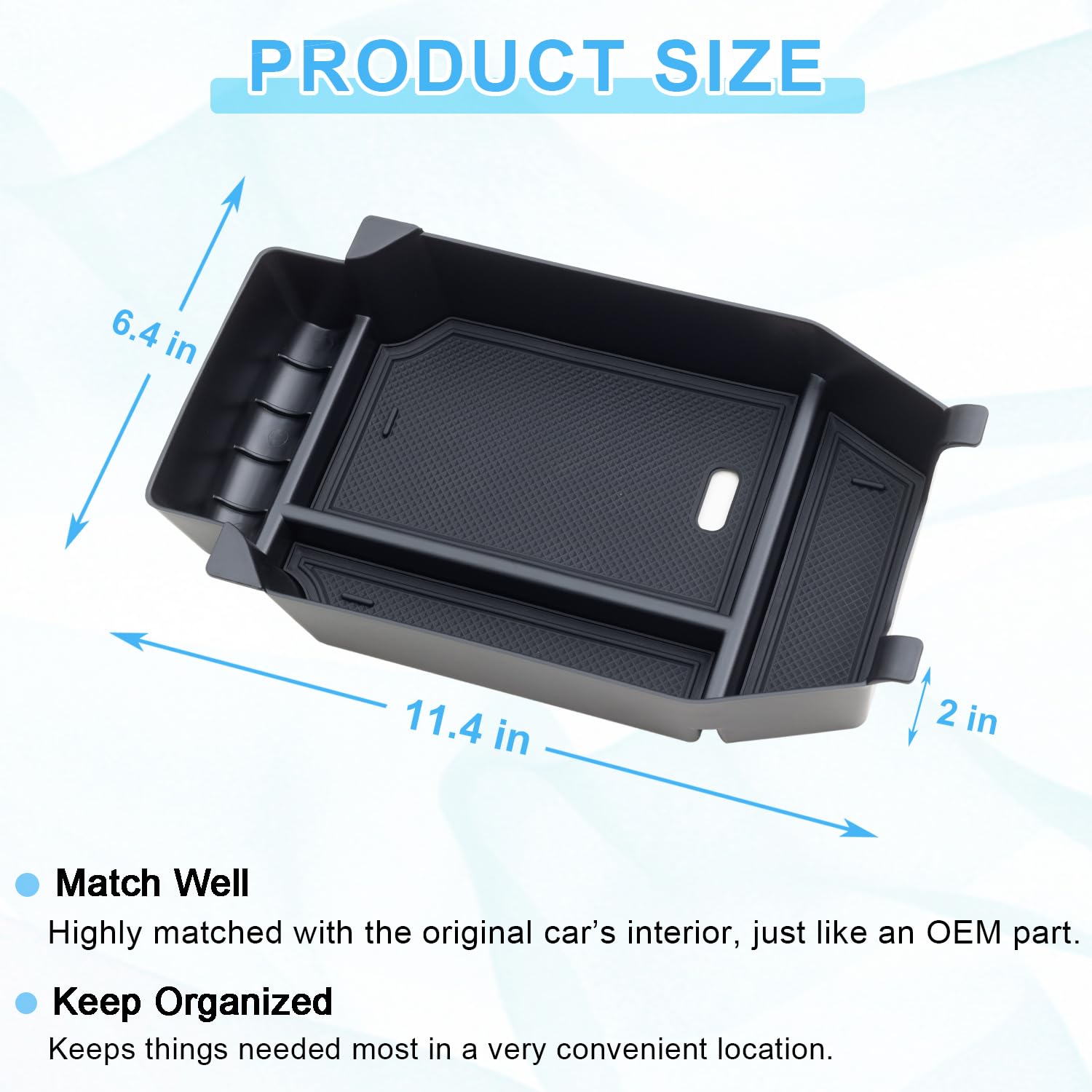 Pimcar Center Console Organizer For Honda Accord 2023-2025 11Th Gen | Durable Abs Plastic Armrest Storage Tray | Black Liner Tri