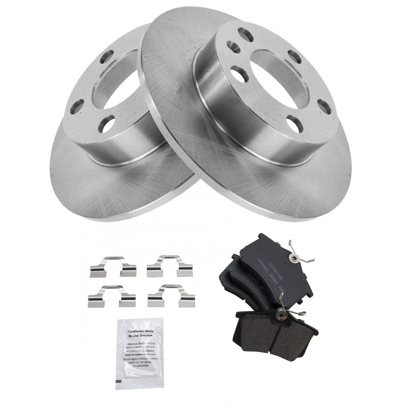 Trq Rear Posi Ceramic Brake Pad & Rotor Kit For Audi Vw Beetle Jetta Golf